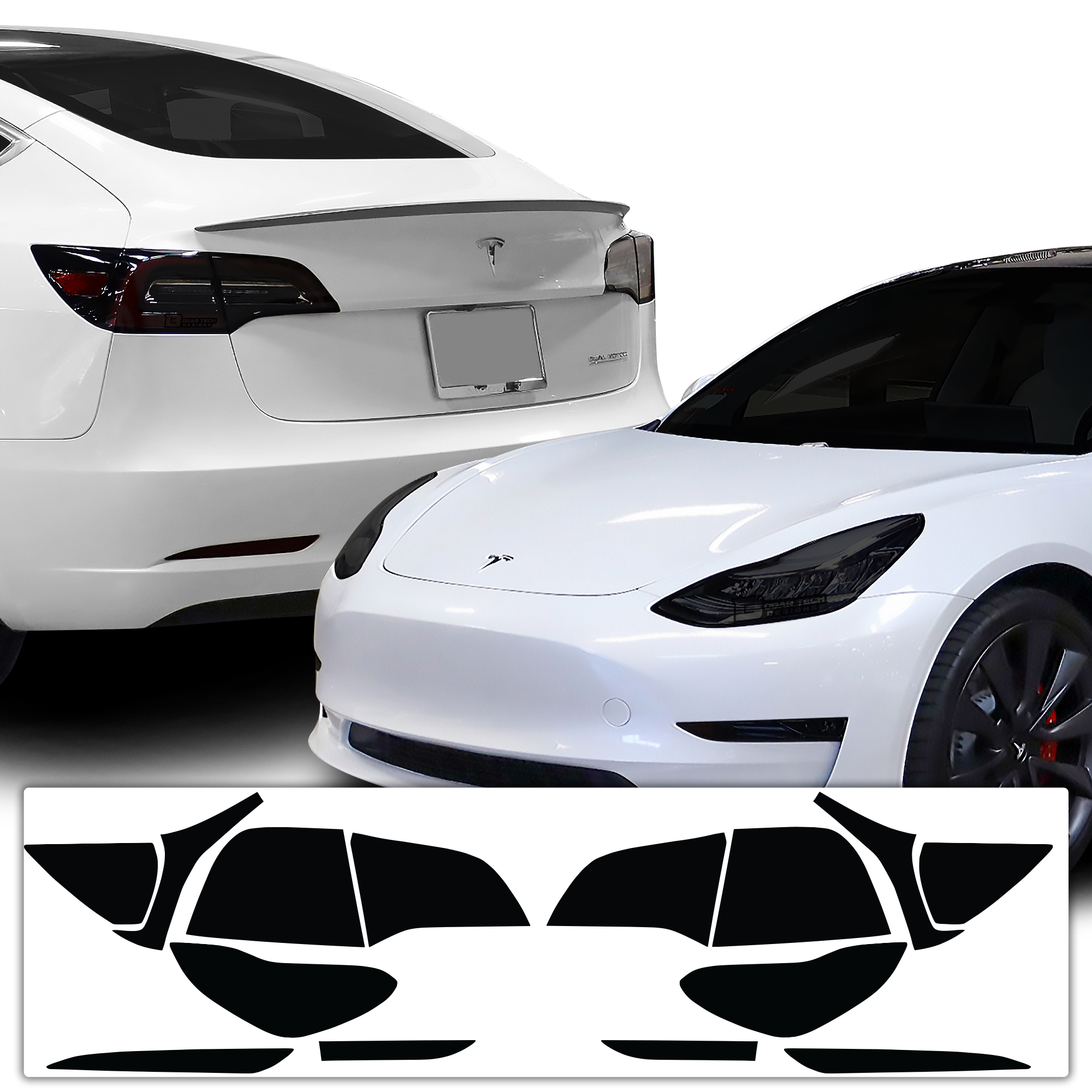 Head Tail Light Markers Reflectors Precut Smoke Tint Overlay Fits Tesla Model 3 2017-2023