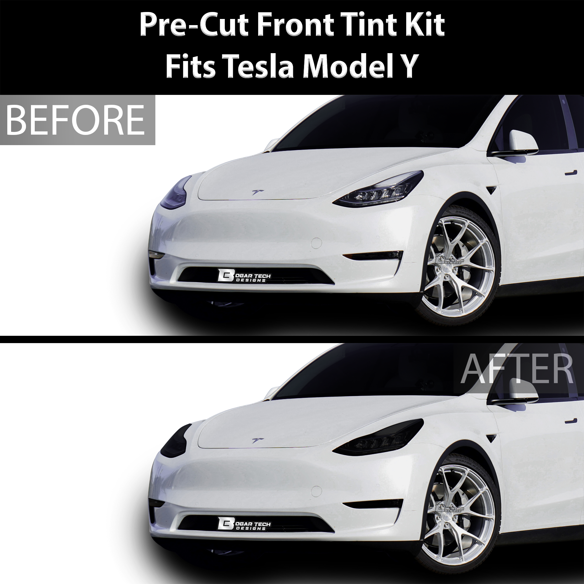 Head Tail Light Markers Reflectors Precut Smoke Tint Overlay Fits Tesla Model Y 2020-2024