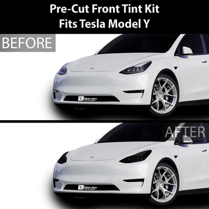 Head Tail Light Markers Reflectors Precut Smoke Tint Overlay Fits Tesla Model Y 2020-2024