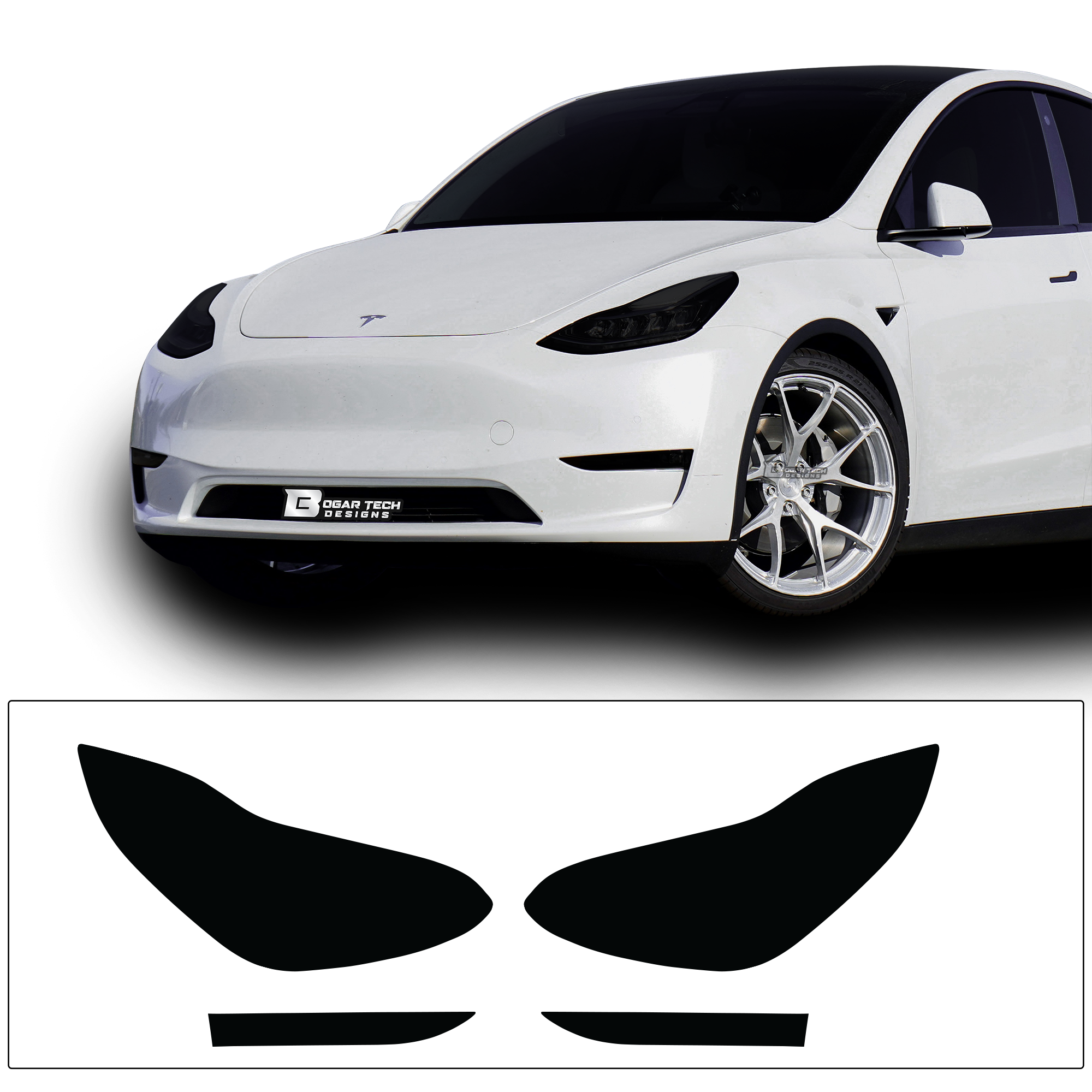 Head Tail Light Markers Reflectors Precut Smoke Tint Overlay Fits Tesla Model Y 2020-2024