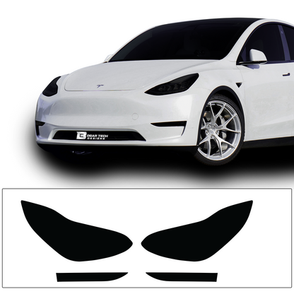 Head Tail Light Markers Reflectors Precut Smoke Tint Overlay Fits Tesla Model Y 2020-2024