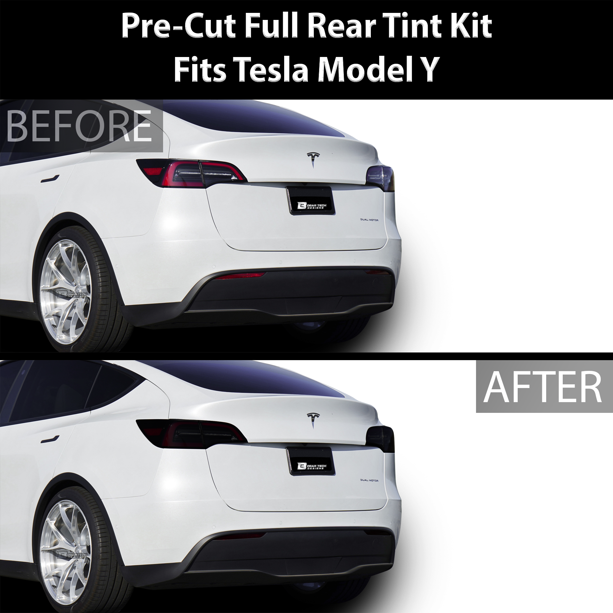 Head Tail Light Markers Reflectors Precut Smoke Tint Overlay Fits Tesla Model Y 2020-2024