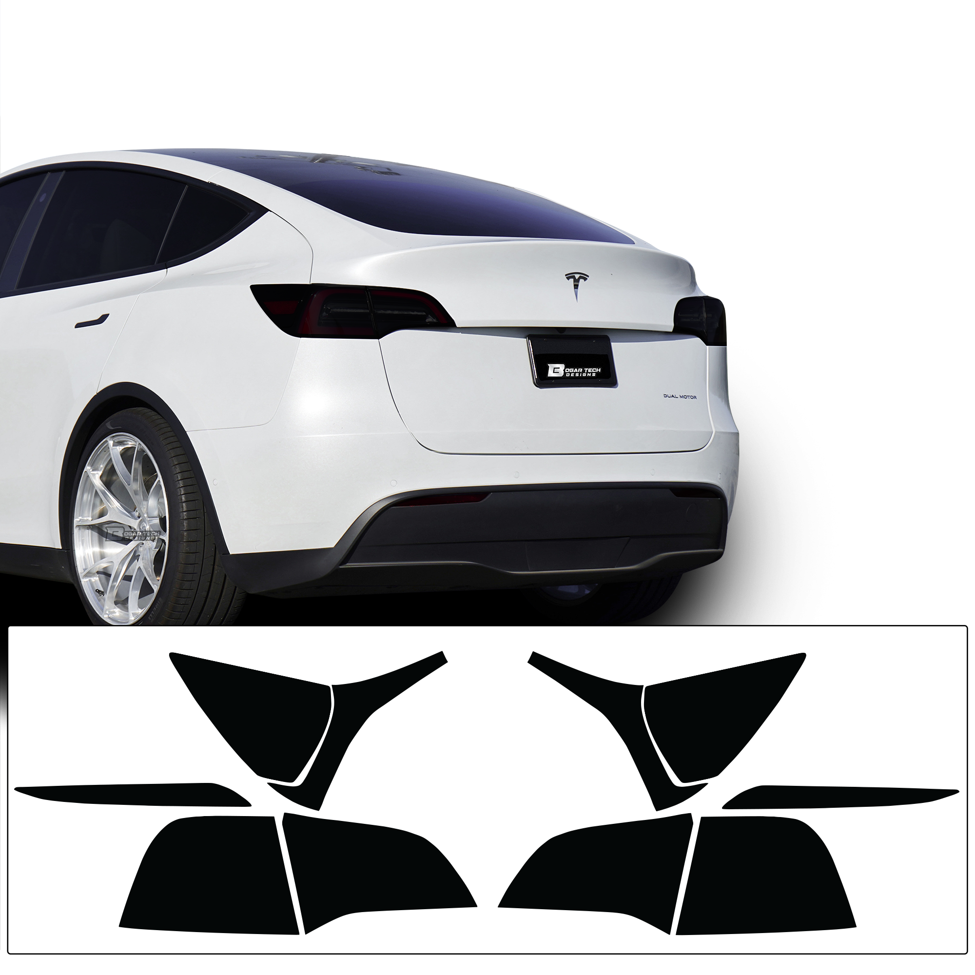 Head Tail Light Markers Reflectors Precut Smoke Tint Overlay Fits Tesla Model Y 2020-2024