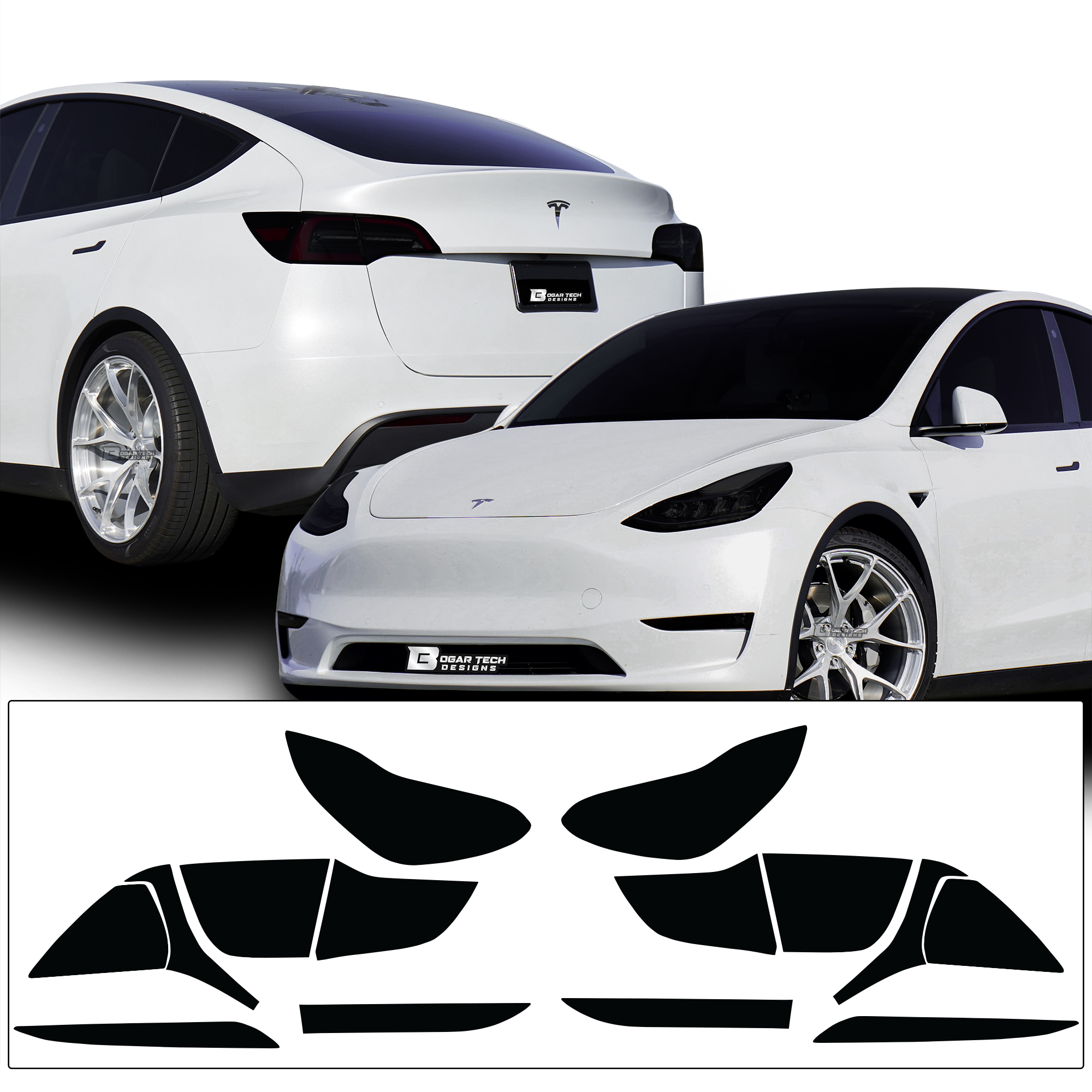 Head Tail Light Markers Reflectors Precut Smoke Tint Overlay Fits Tesla Model Y 2020-2024