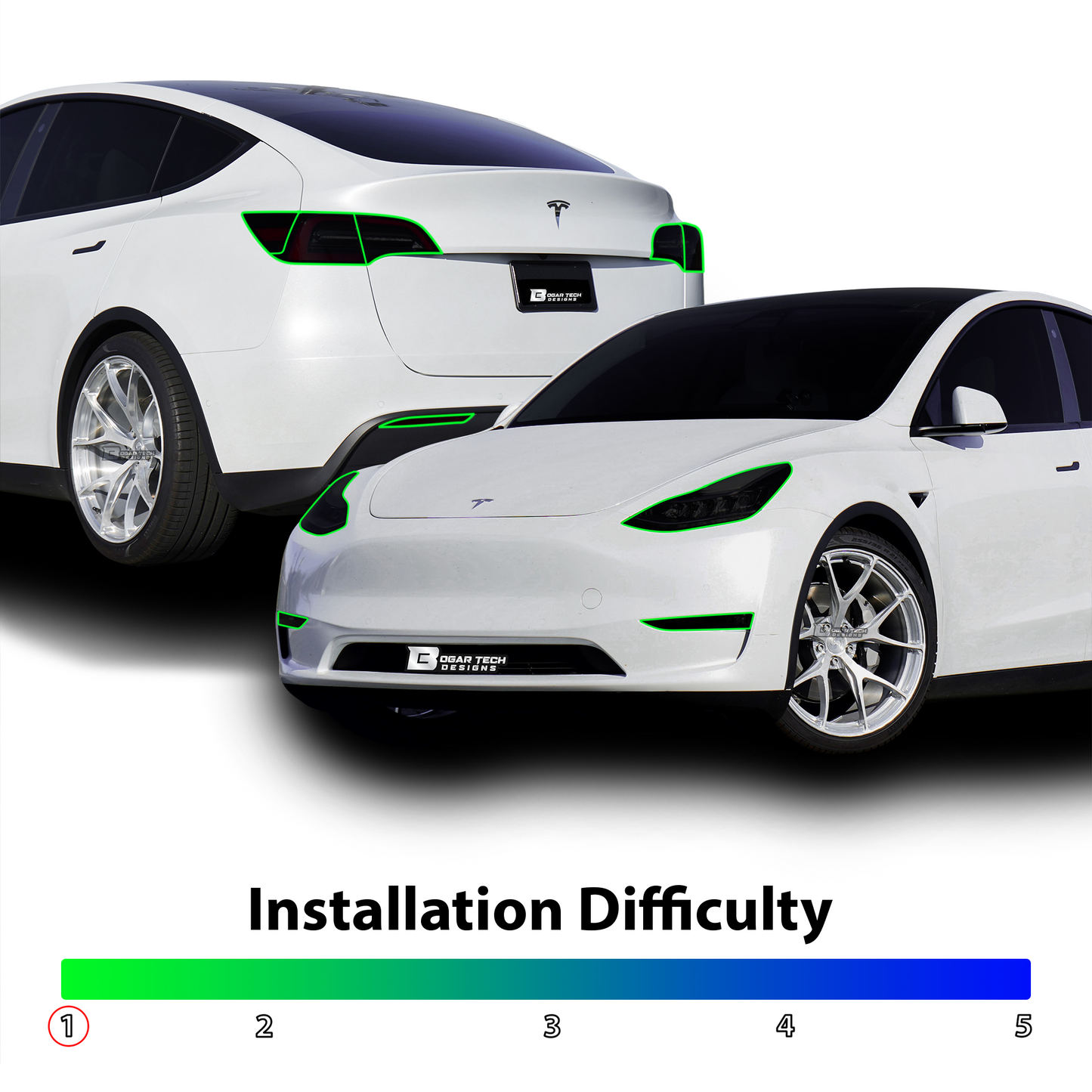 Head Tail Light Markers Reflectors Precut Smoke Tint Overlay Fits Tesla Model Y 2020-2024