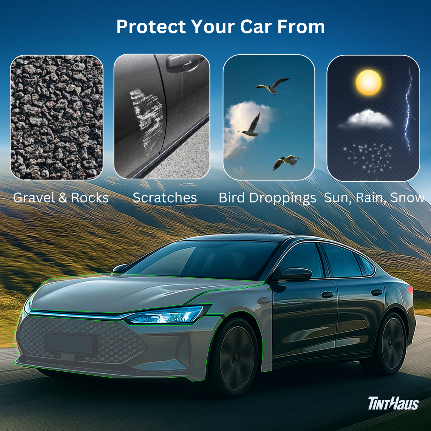 Fits Tesla Model Y 2020-2024 Precut PPF Kit – Clear Bra Paint Protection Film for Hood, Bumper, Fenders & Lights