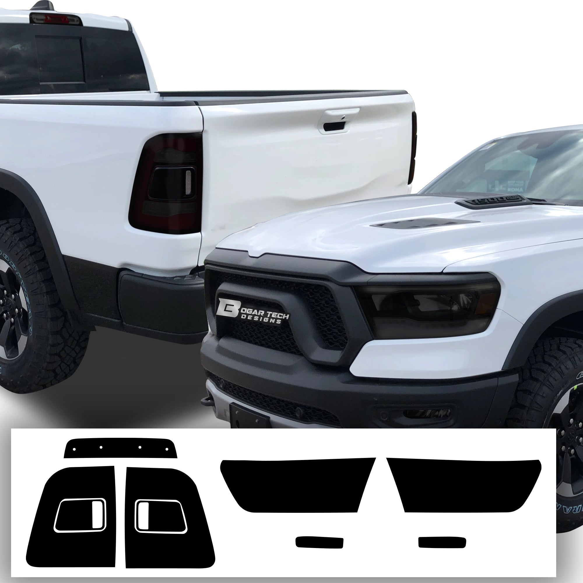 Complete Full Headlight Taillight Precut Overlay Tint Kit with Tools Fits Dodge Ram 2019-2024