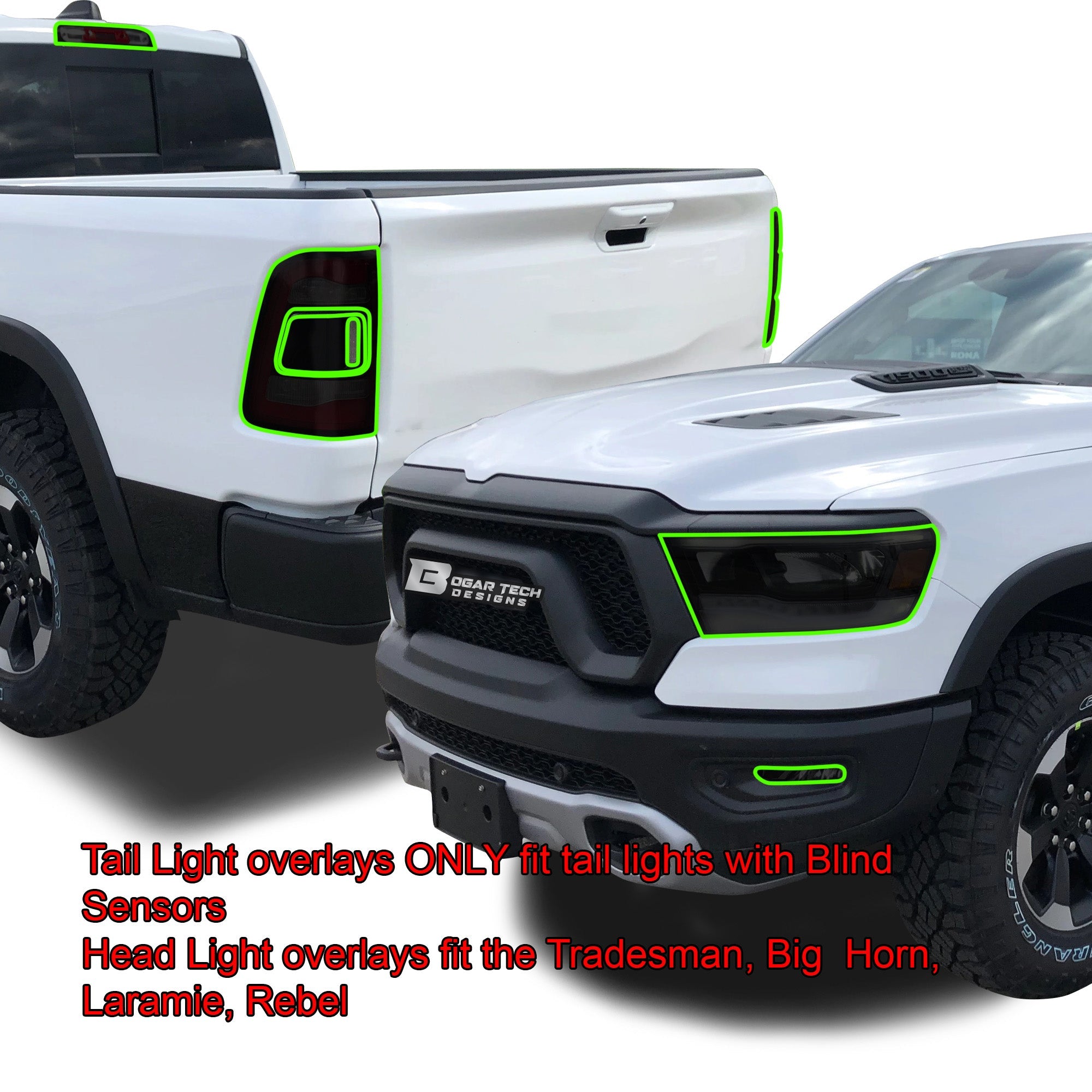Complete Full Headlight Taillight Precut Overlay Tint Kit with Tools Fits Dodge Ram 2019-2024 - 0