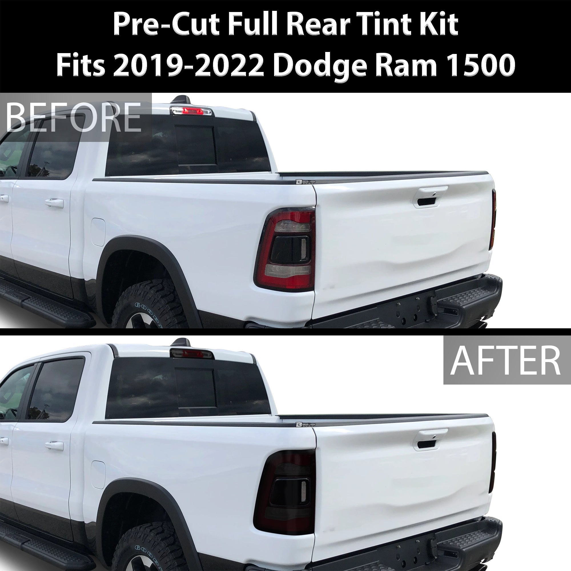 Complete Full Headlight Taillight Precut Overlay Tint Kit with Tools Fits Dodge Ram 2019-2024