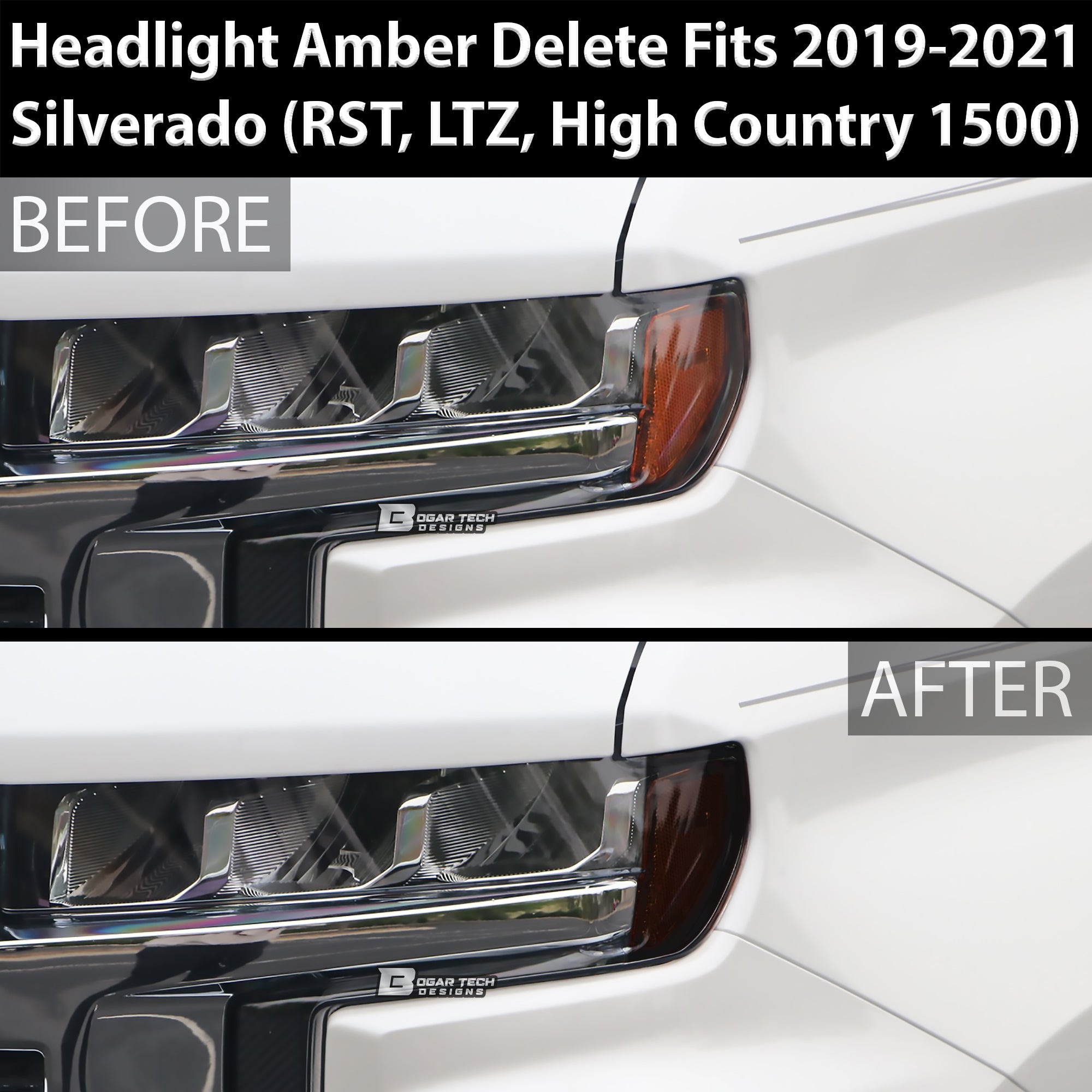 Headlight Amber Delete Overlay Tint Sticker Fits Chevy Silverado 1500 2019+ - 0