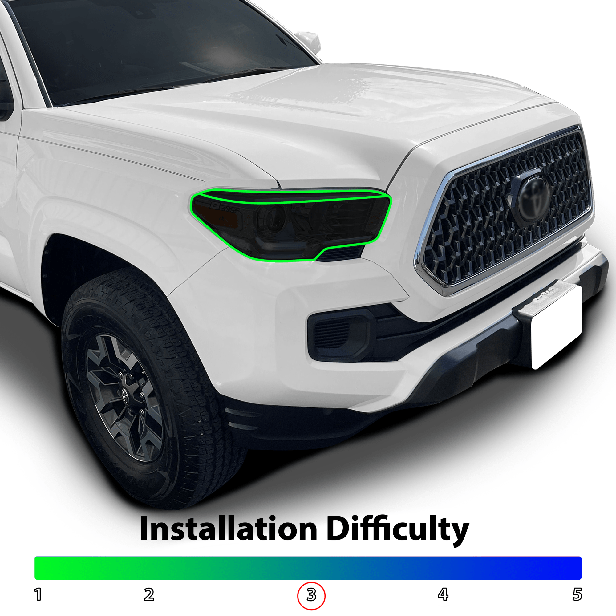 Full Tint Kit Precut Smoked Vinyl Tint Kit Film Overlay Cover Fits Toyota Tacoma 2016-2023