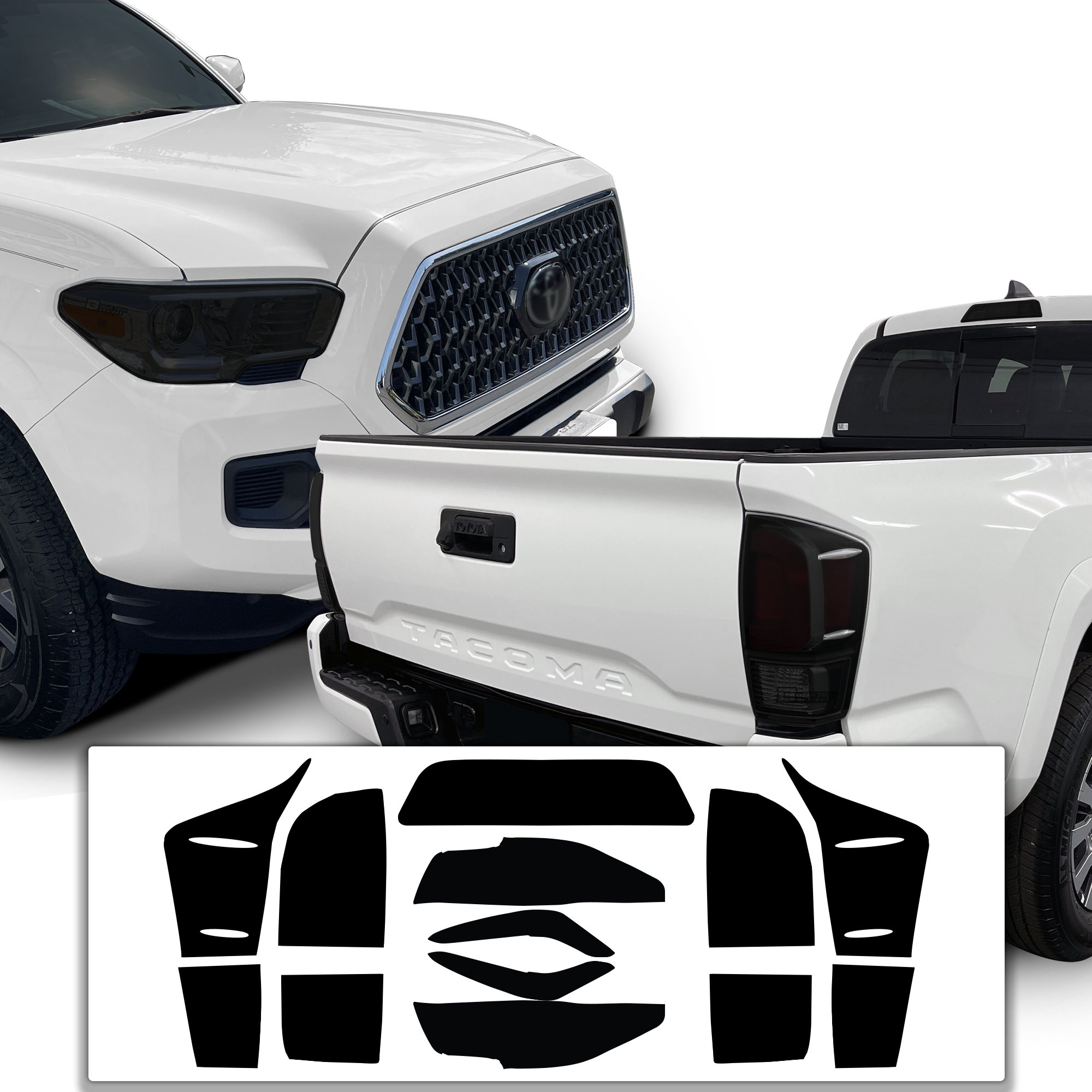Full Tint Kit Precut Smoked Vinyl Tint Kit Film Overlay Cover Fits Toyota Tacoma 2016-2023