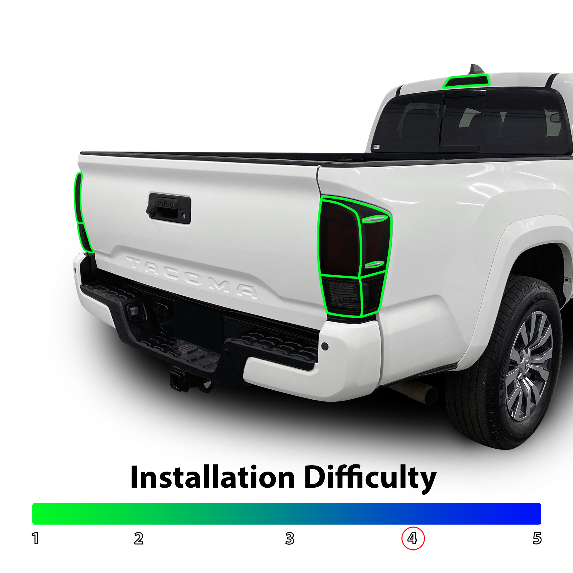 Full Tint Kit Precut Smoked Vinyl Tint Kit Film Overlay Cover Fits Toyota Tacoma 2016-2023
