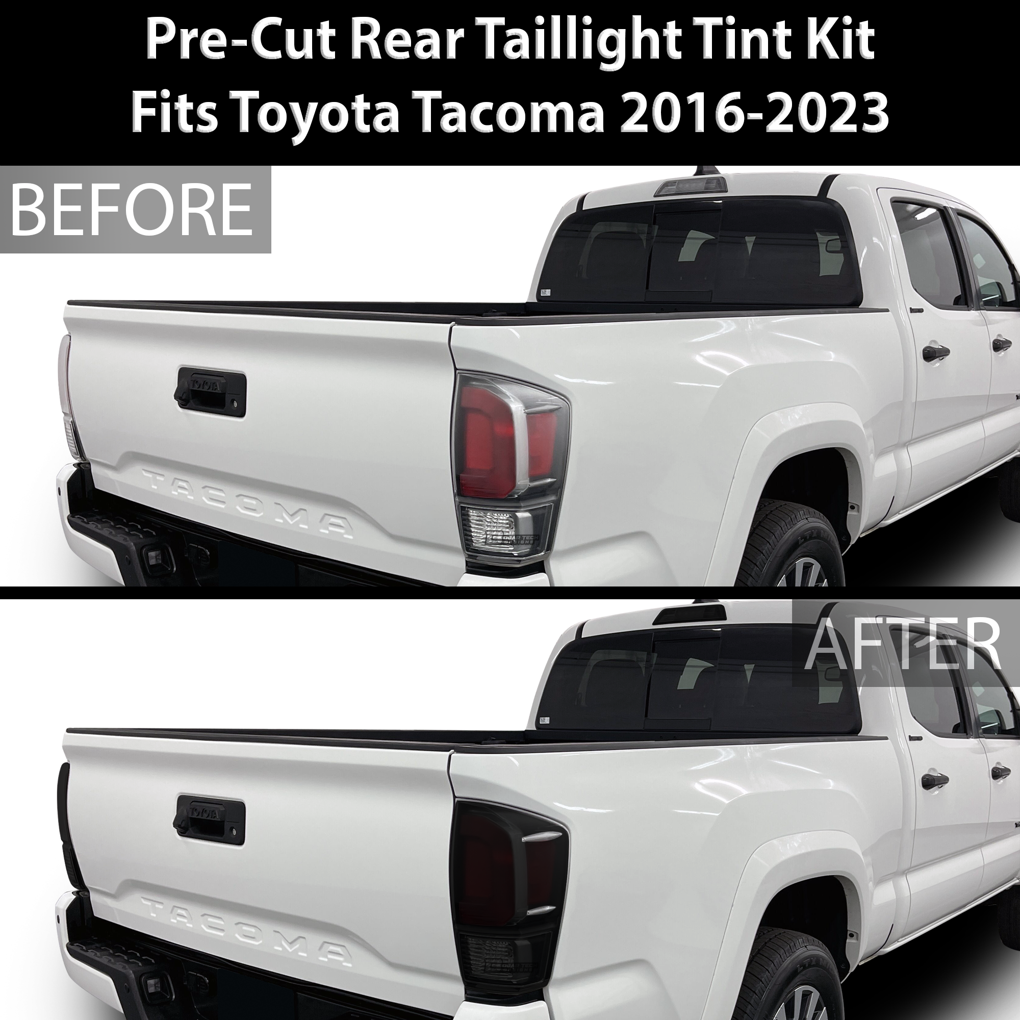 Full Tint Kit Precut Smoked Vinyl Tint Kit Film Overlay Cover Fits Toyota Tacoma 2016-2023