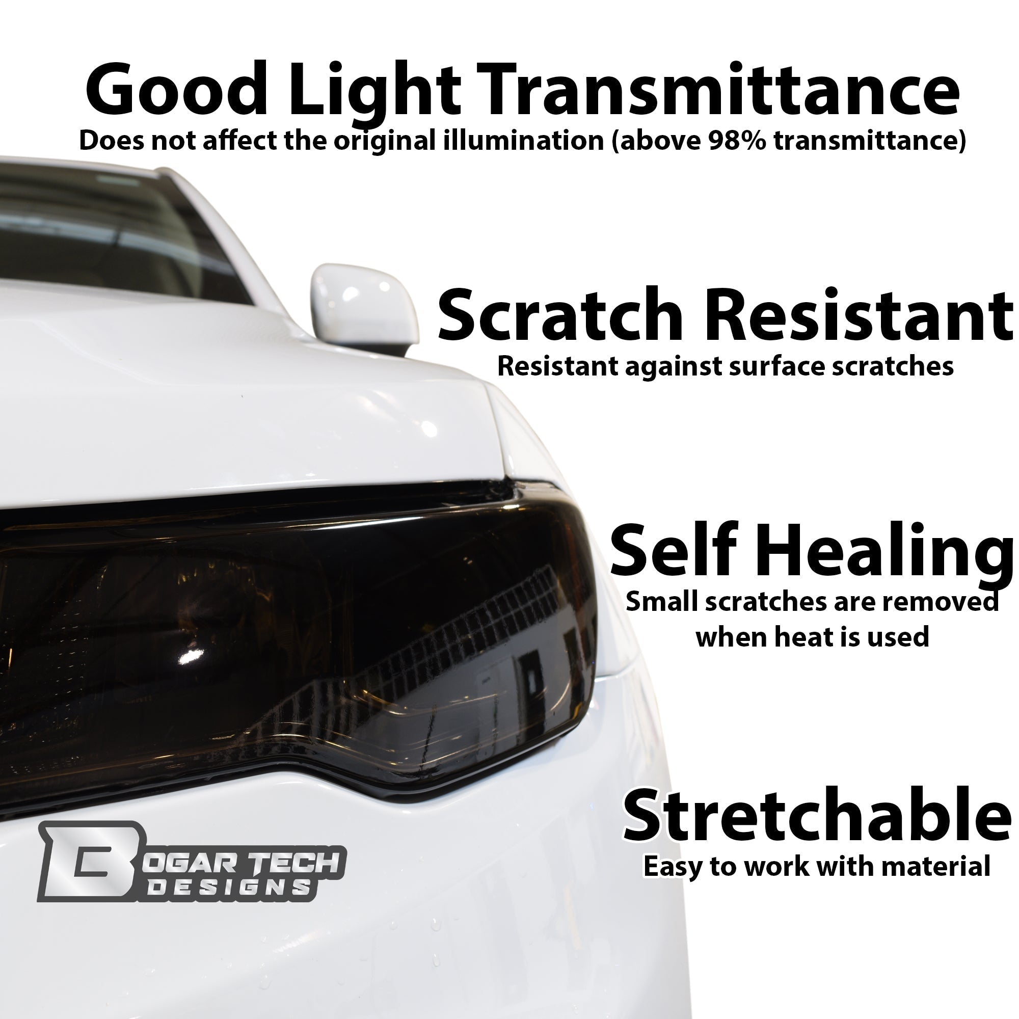 Full Headlight Taillight Precut Smoked PPF Tint Kit Film Overlay Fits Ford Mustang Mach-E 2021-2025