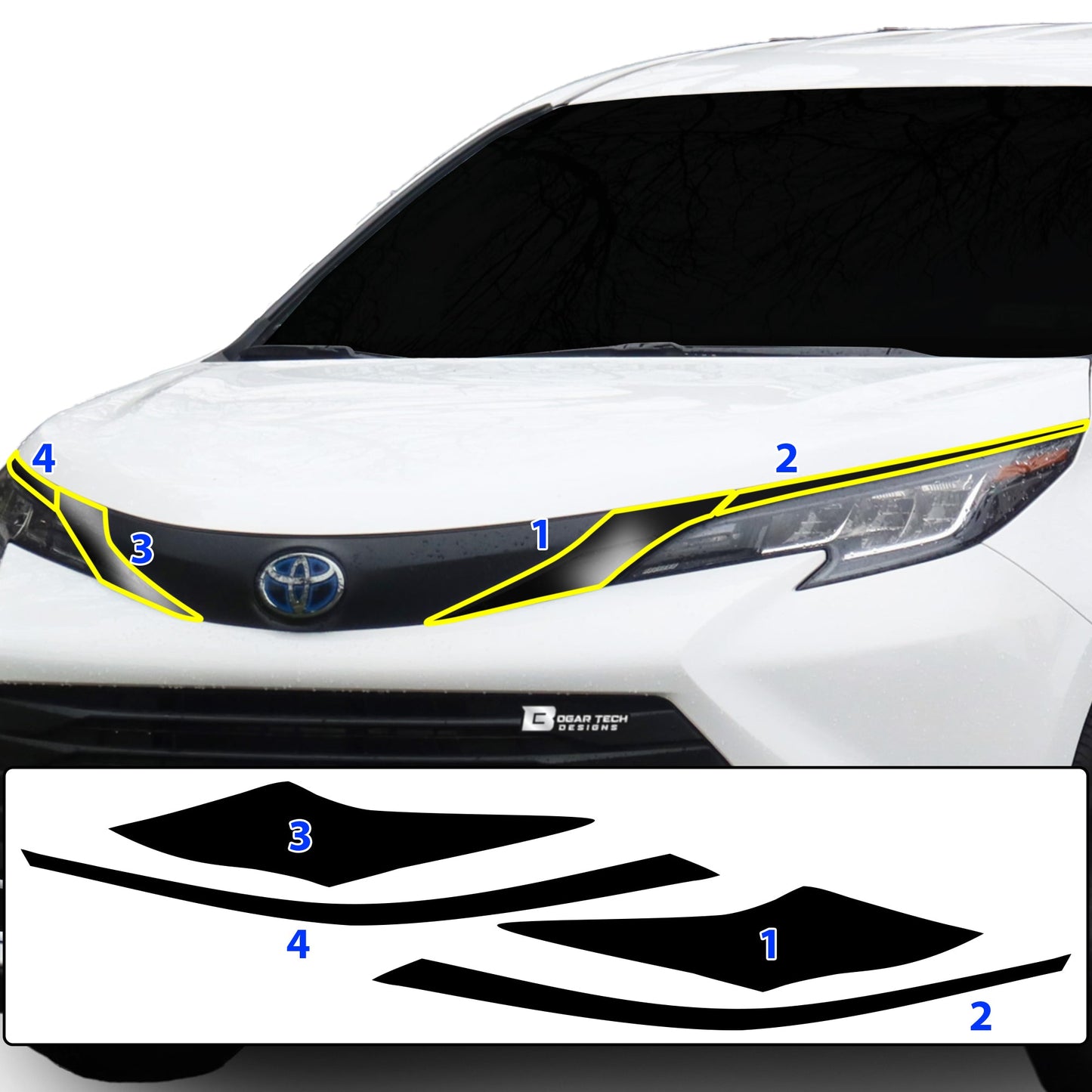 Window Vinyl Chrome Delete Trim Blackout Decal Stickers Overlay Film Fits Toyota Sienna 2021-2025