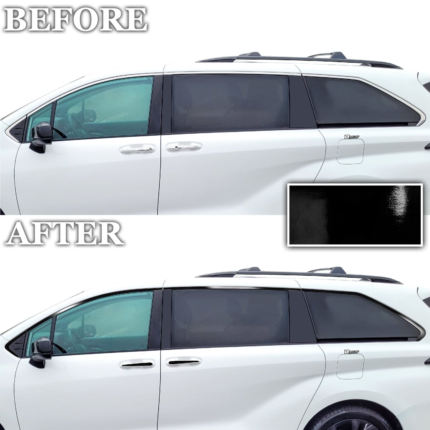 Window Vinyl Chrome Delete Trim Blackout Decal Stickers Overlay Film Fits Toyota Sienna 2021-2025