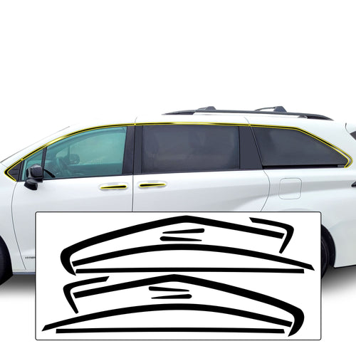 Window Vinyl Chrome Delete Trim Blackout Decal Stickers Overlay Film Fits Toyota Sienna 2021-2025