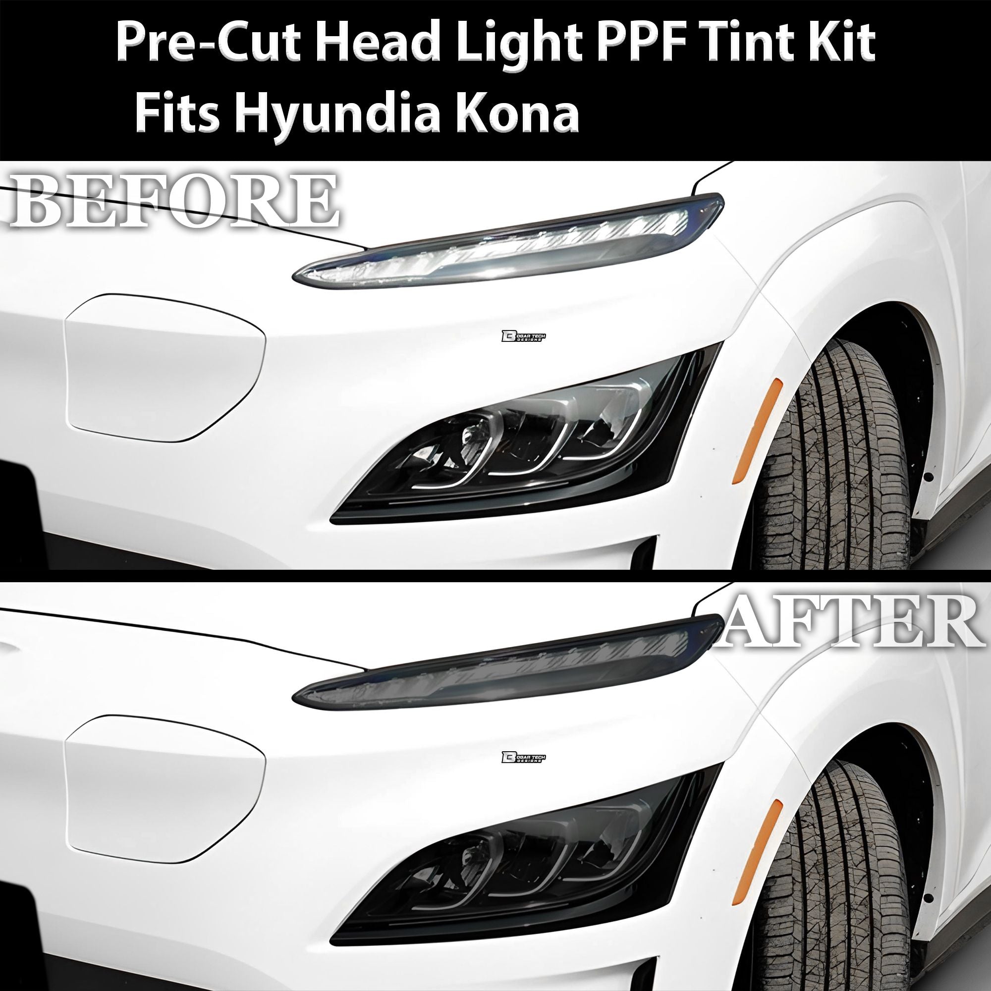 Full Headlight Taillight Precut Smoked PPF Tint Kit Film Overlay Fits Hyundai Kona Electric 2022-2023