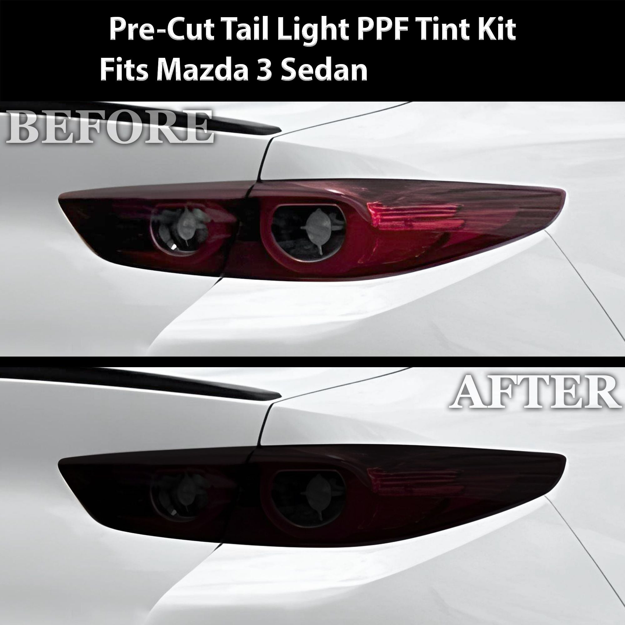 Full Headlight Taillight Precut Smoked PPF Tint Kit Film Overlay Fits Mazda 3 2019-2025