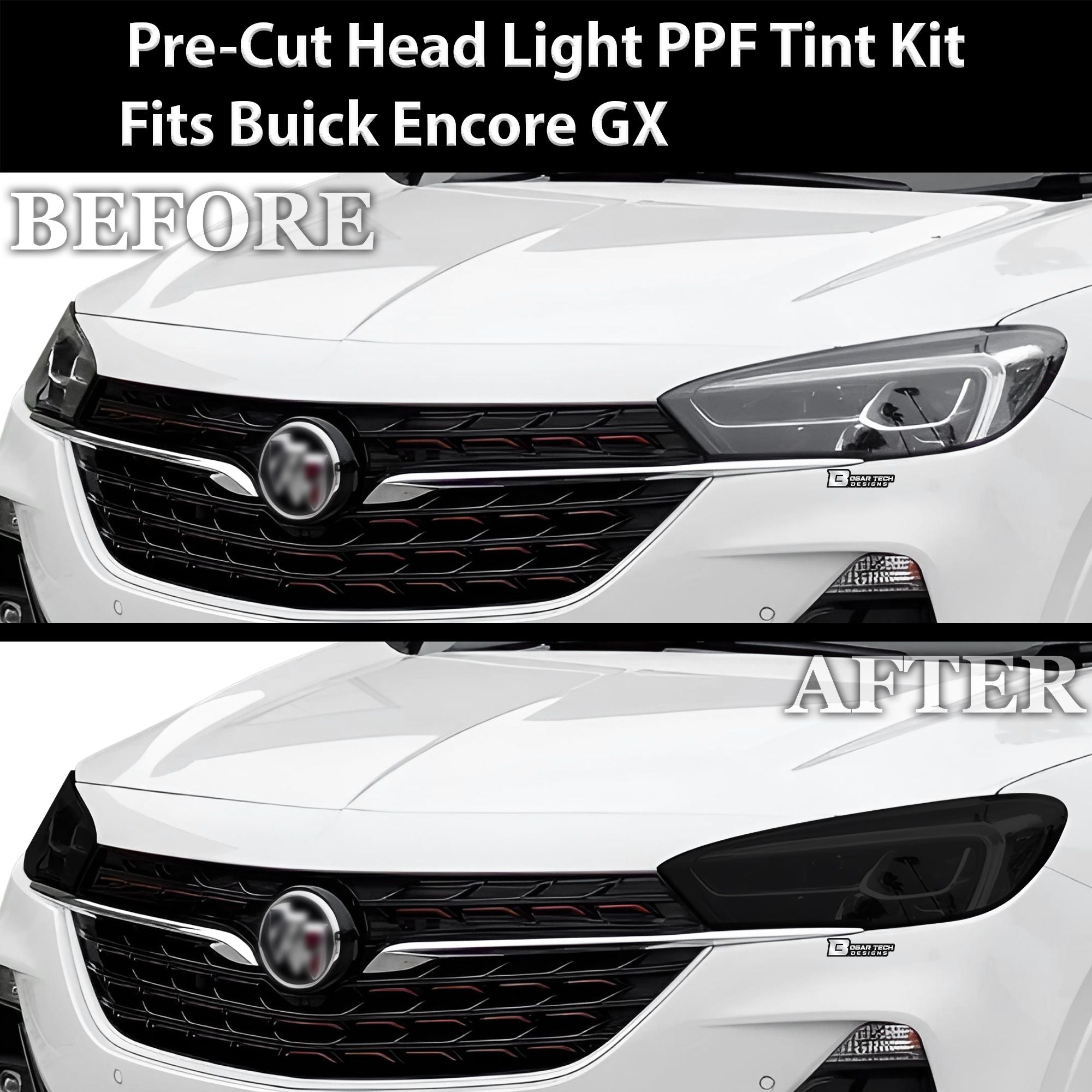 Full Headlight Taillight Precut Smoked PPF Tint Kit Film Overlay Fits Buick Encore GX 2020-2023