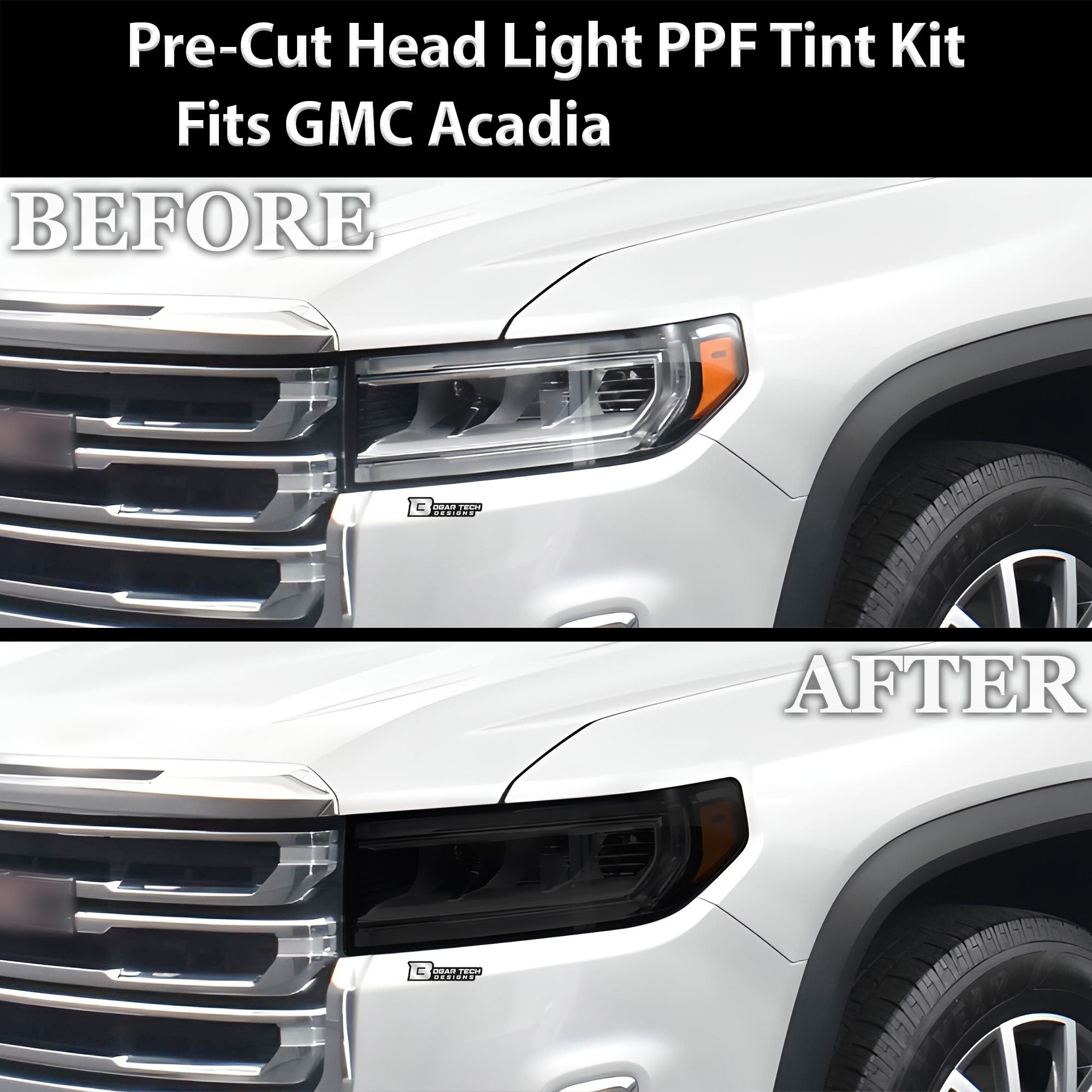 Full Headlight Taillight Precut Smoked PPF Tint Kit Overlay Film Fits GMC Acadia 2020-2023
