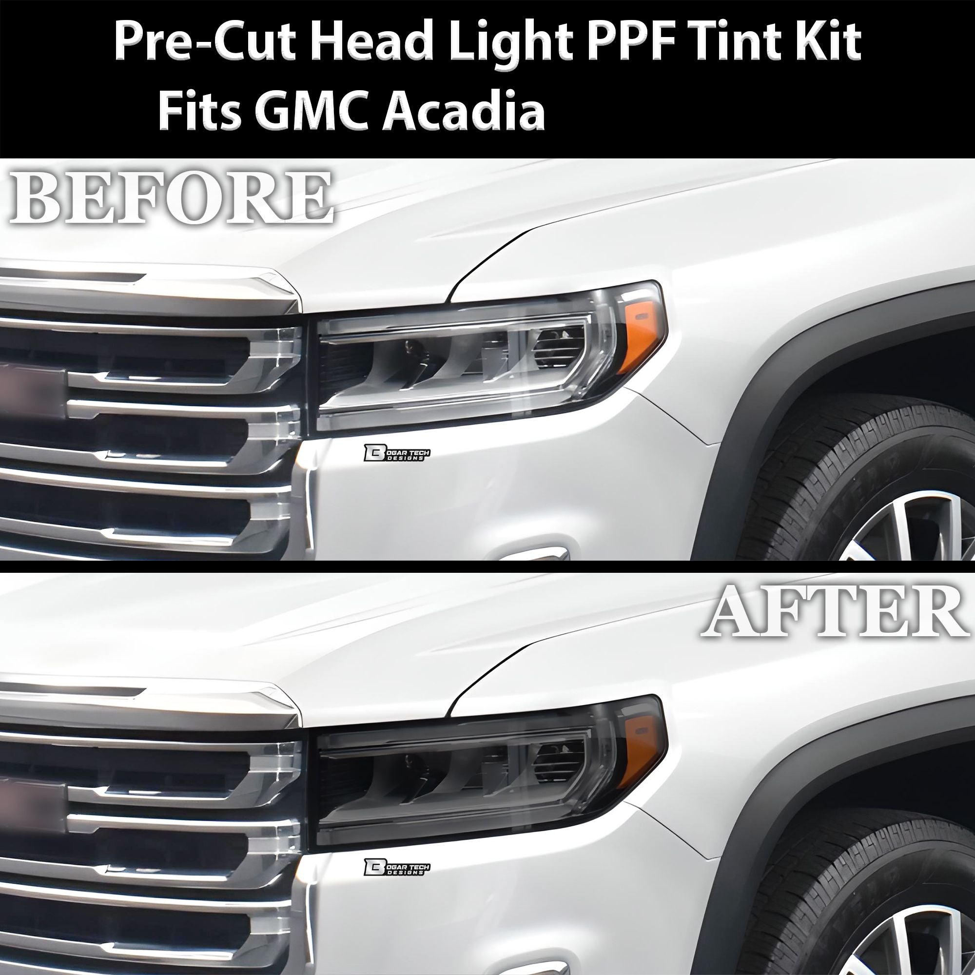 Full Headlight Taillight Precut Smoked PPF Tint Kit Overlay Film Fits GMC Acadia 2020-2023