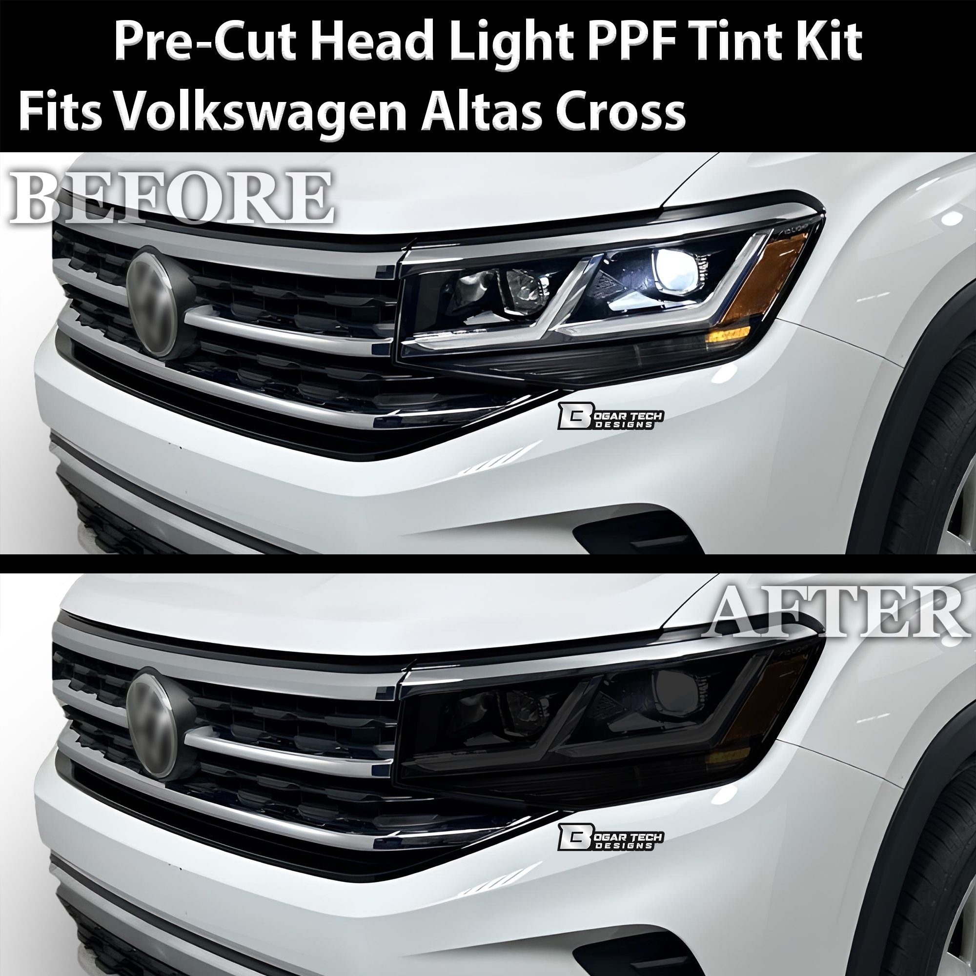 Full Headlight Taillight Precut Smoked PPF Tint Kit Overlay Film Fits Volkswagen Atlas Cross Sport 2020-2023
