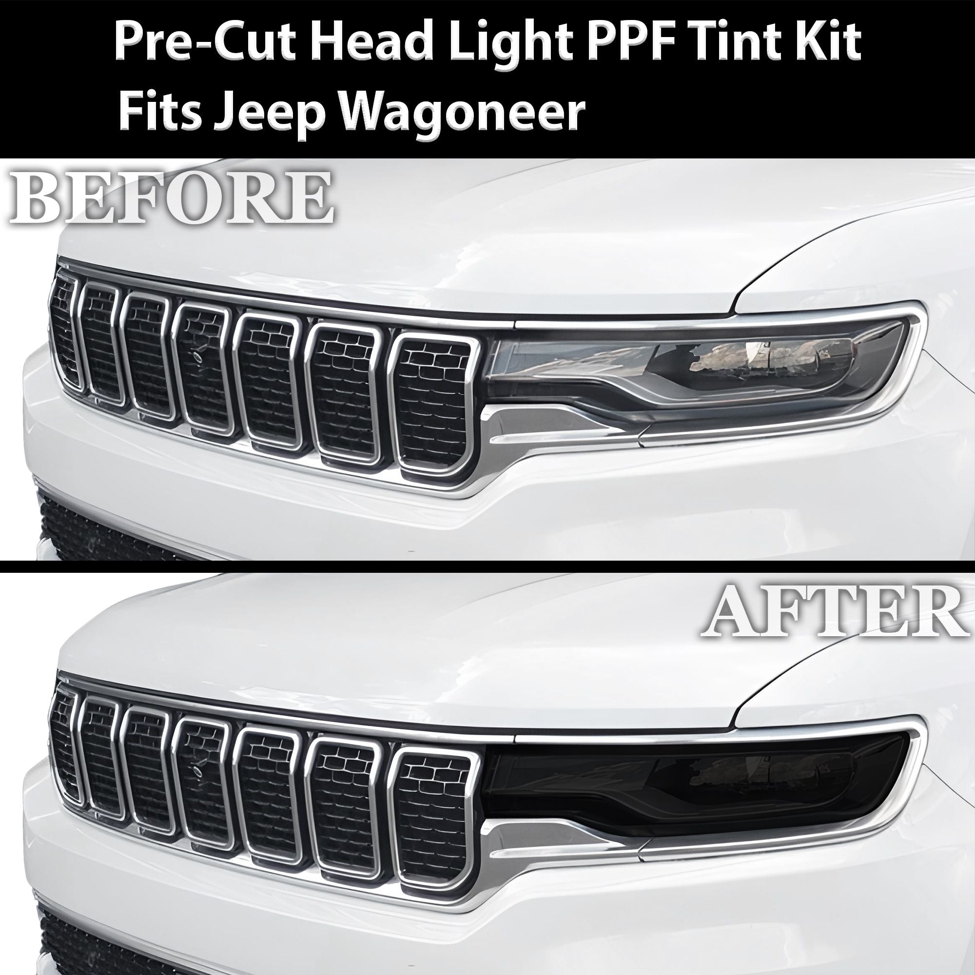 Full Headlight Taillight Precut Smoked PPF Tint Kit Overlay Film Fits Jeep Wagoneer 2020-2025