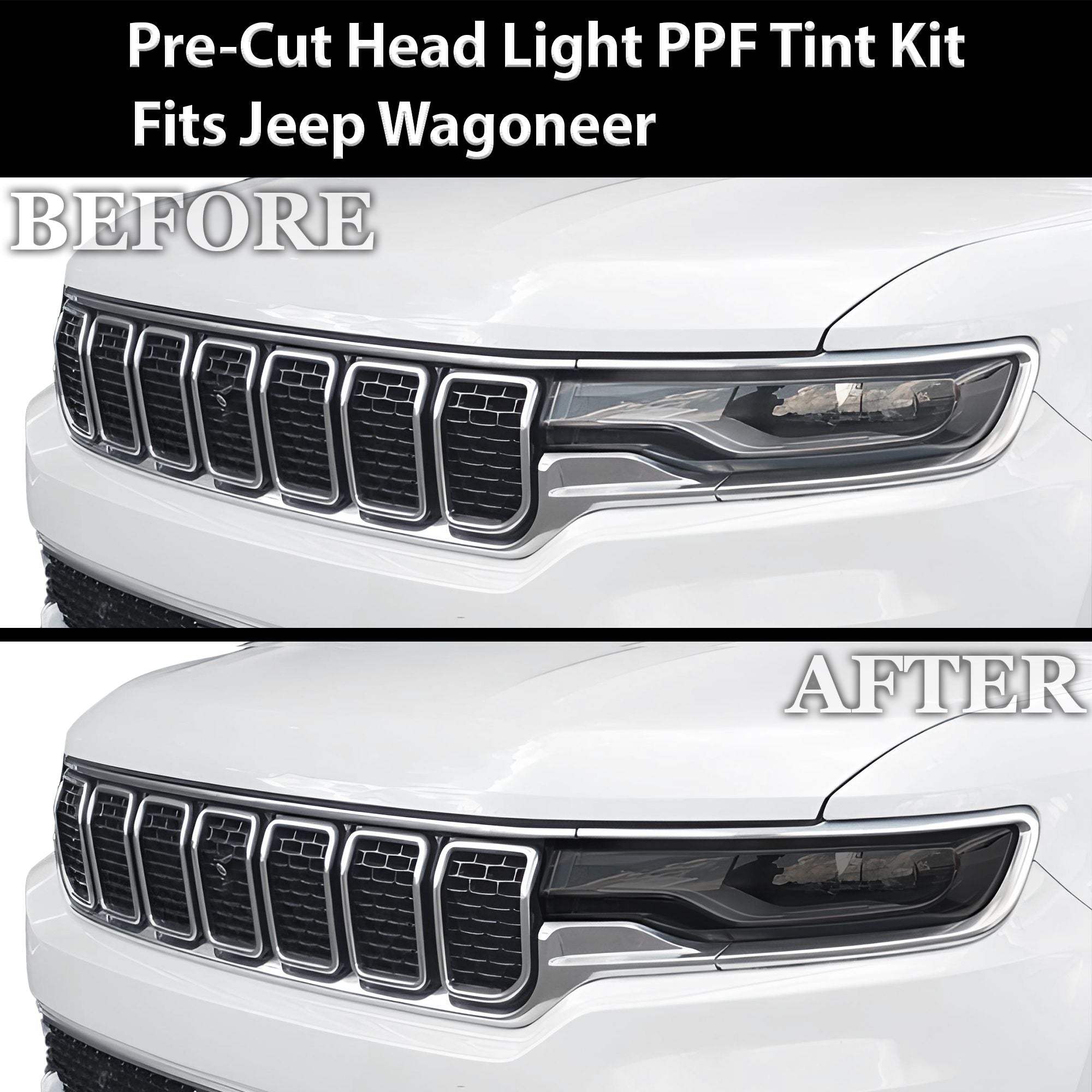 Full Headlight Taillight Precut Smoked PPF Tint Kit Overlay Film Fits Jeep Wagoneer 2020-2025