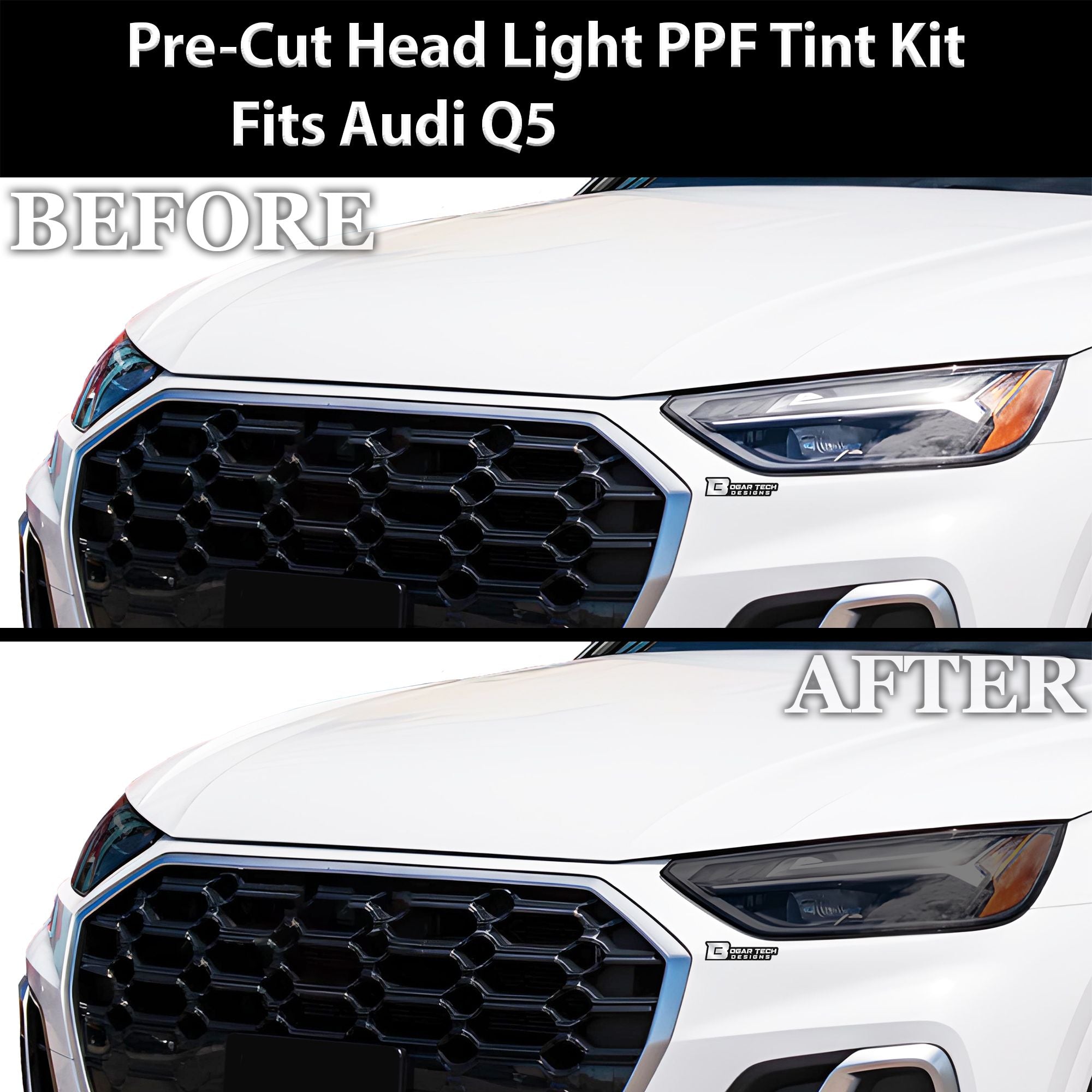 Full Headlight Taillight Precut Smoked PPF Tint Kit Overlay Film Fits Audi Q5 2021-2025