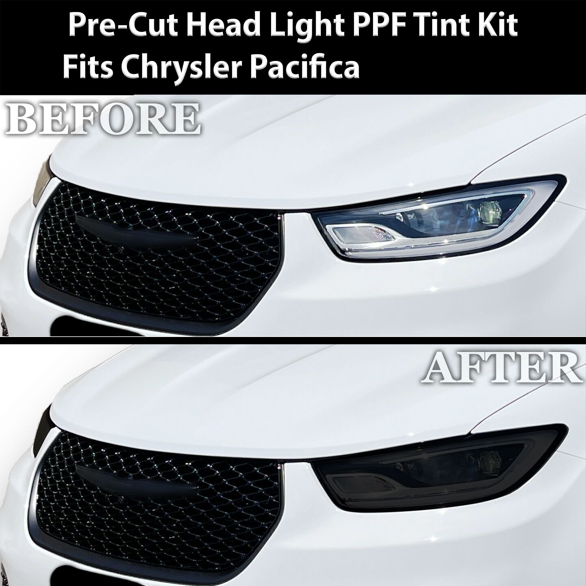 Full Headlight Taillight Precut Smoked PPF Tint Kit Overlay Film Fits Chrysler Pacifica 2021-2025