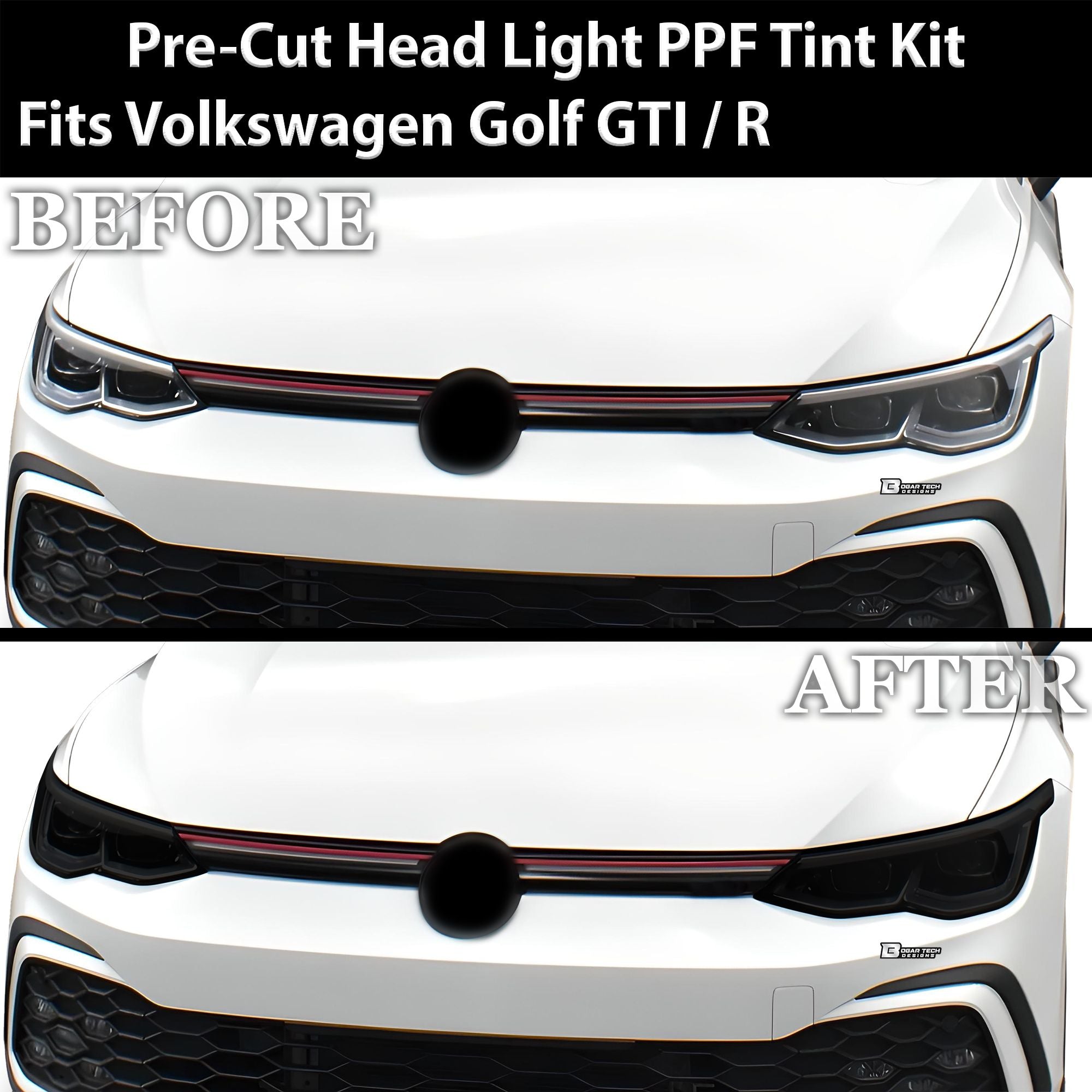 Full Headlight Taillight Precut Smoked PPF Tint Kit Overlay Film Fits Volkswagen Golf 2022-2025