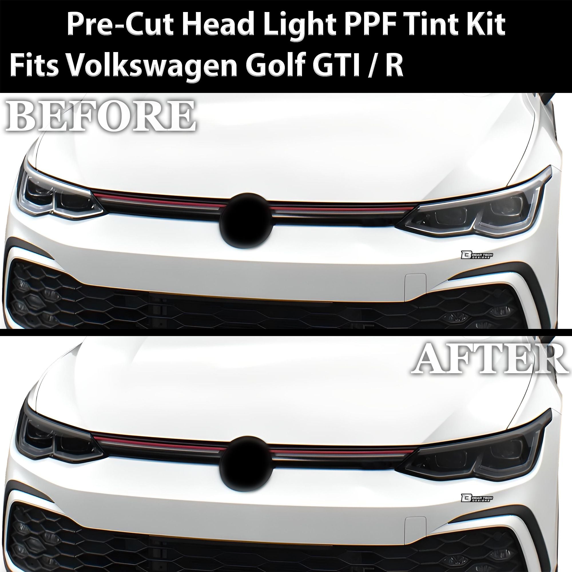 Full Headlight Taillight Precut Smoked PPF Tint Kit Overlay Film Fits Volkswagen Golf 2022-2025