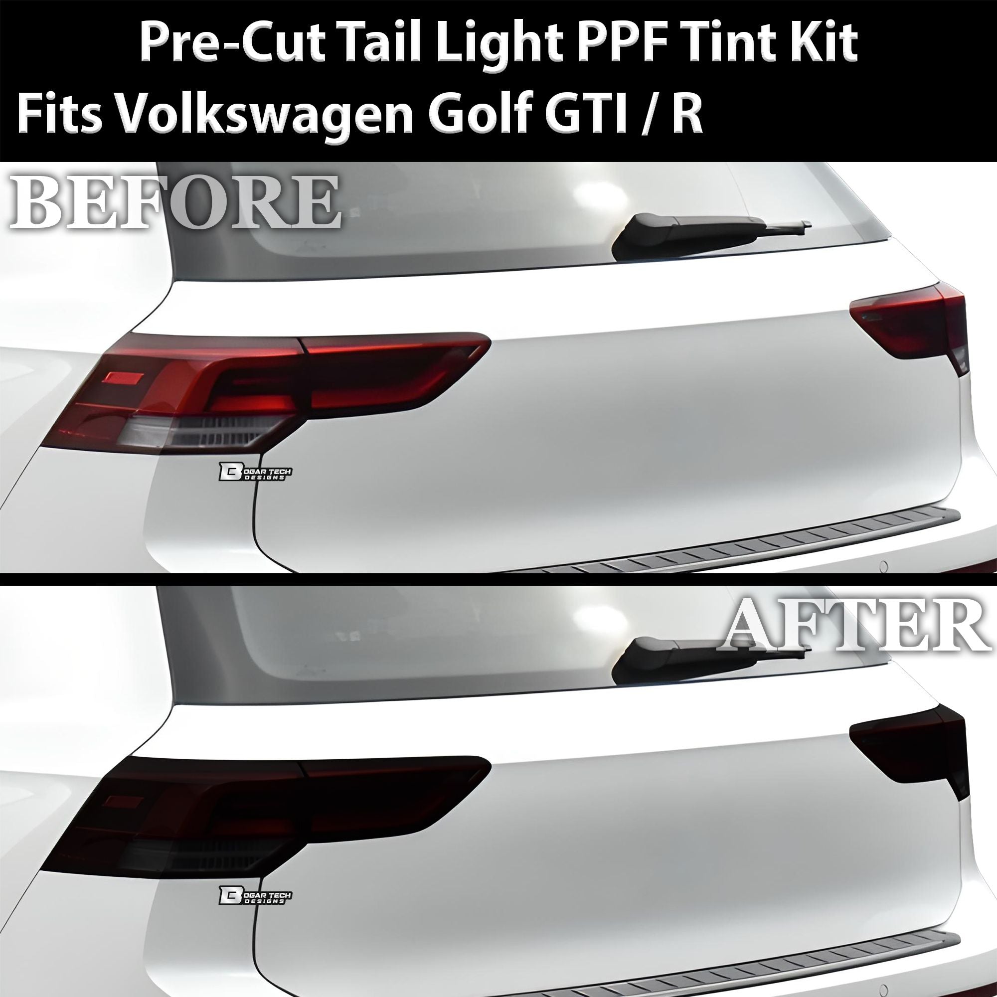 Full Headlight Taillight Precut Smoked PPF Tint Kit Overlay Film Fits Volkswagen Golf 2022-2025