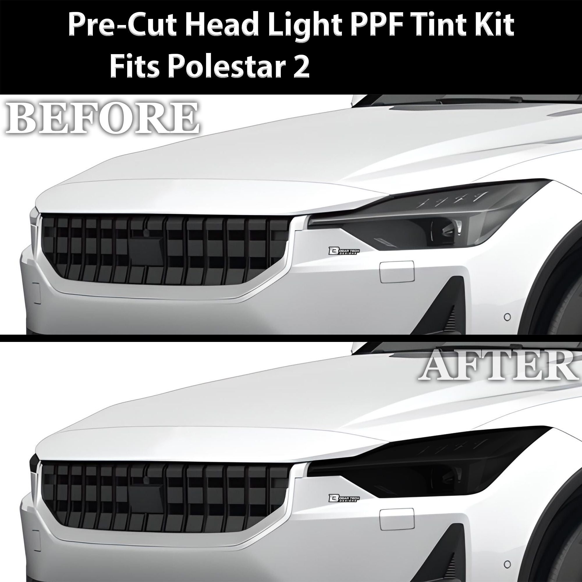 Full Headlight Taillight Precut Smoked PPF Tint Kit Overlay Film Fits Polestar 2 2020-2025