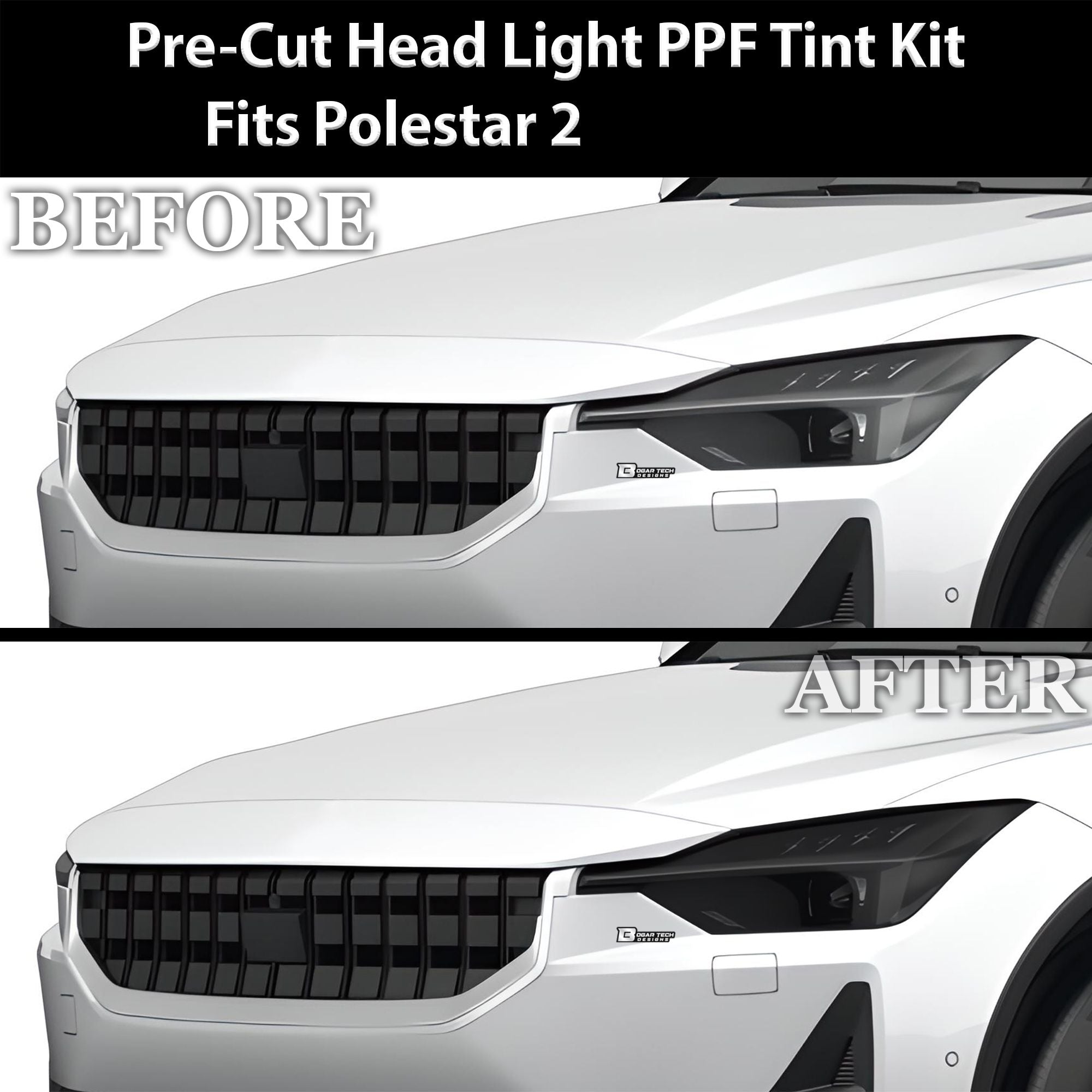 Full Headlight Taillight Precut Smoked PPF Tint Kit Overlay Film Fits Polestar 2 2020-2025