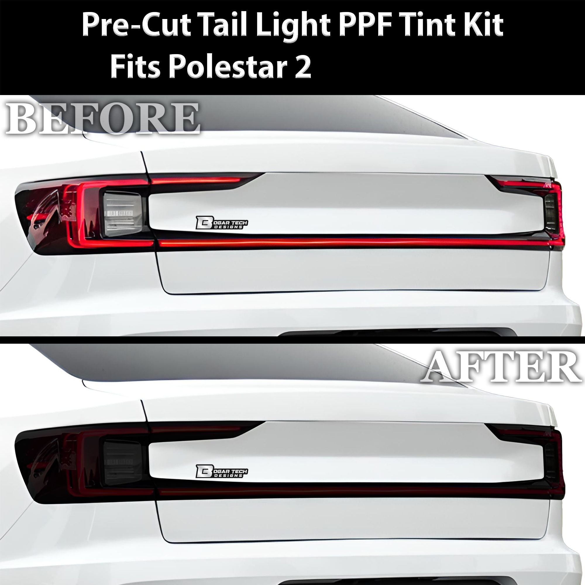 Full Headlight Taillight Precut Smoked PPF Tint Kit Overlay Film Fits Polestar 2 2020-2025