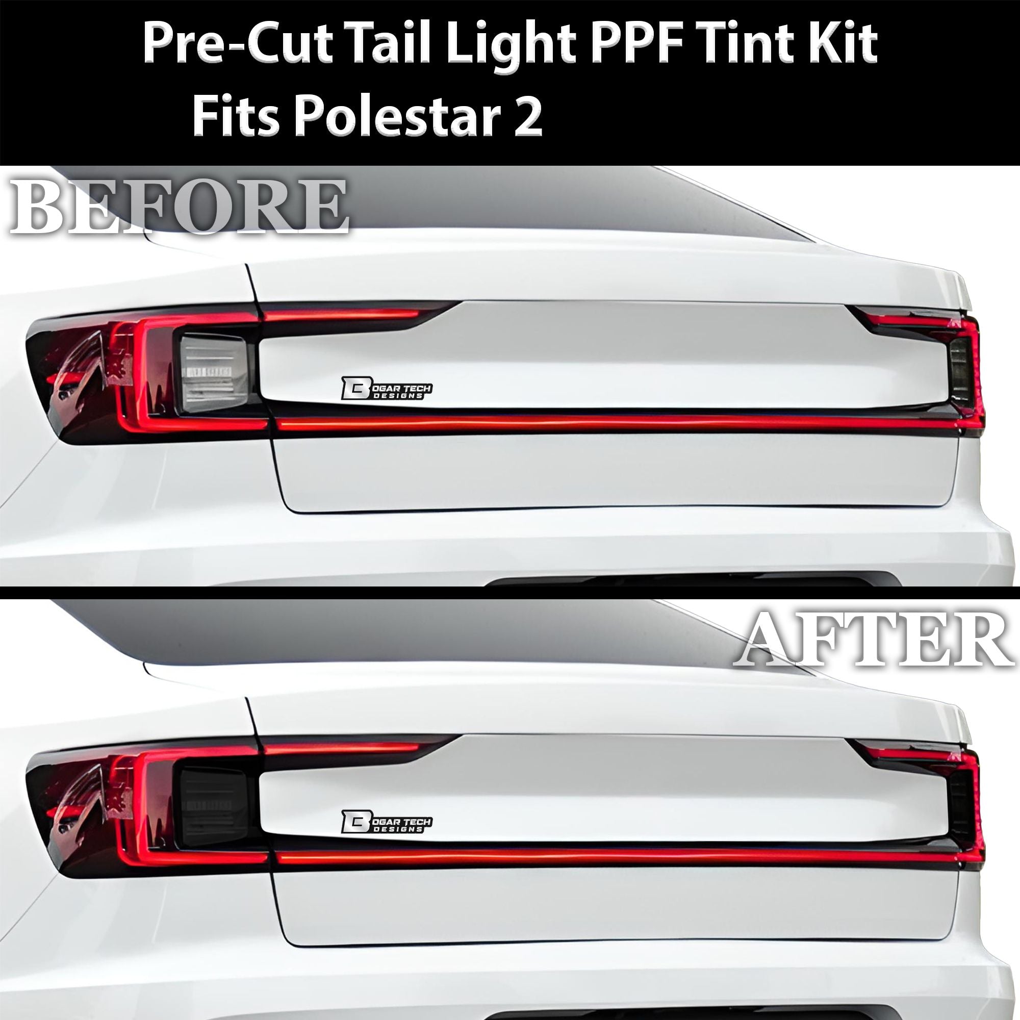 Full Headlight Taillight Precut Smoked PPF Tint Kit Overlay Film Fits Polestar 2 2020-2025