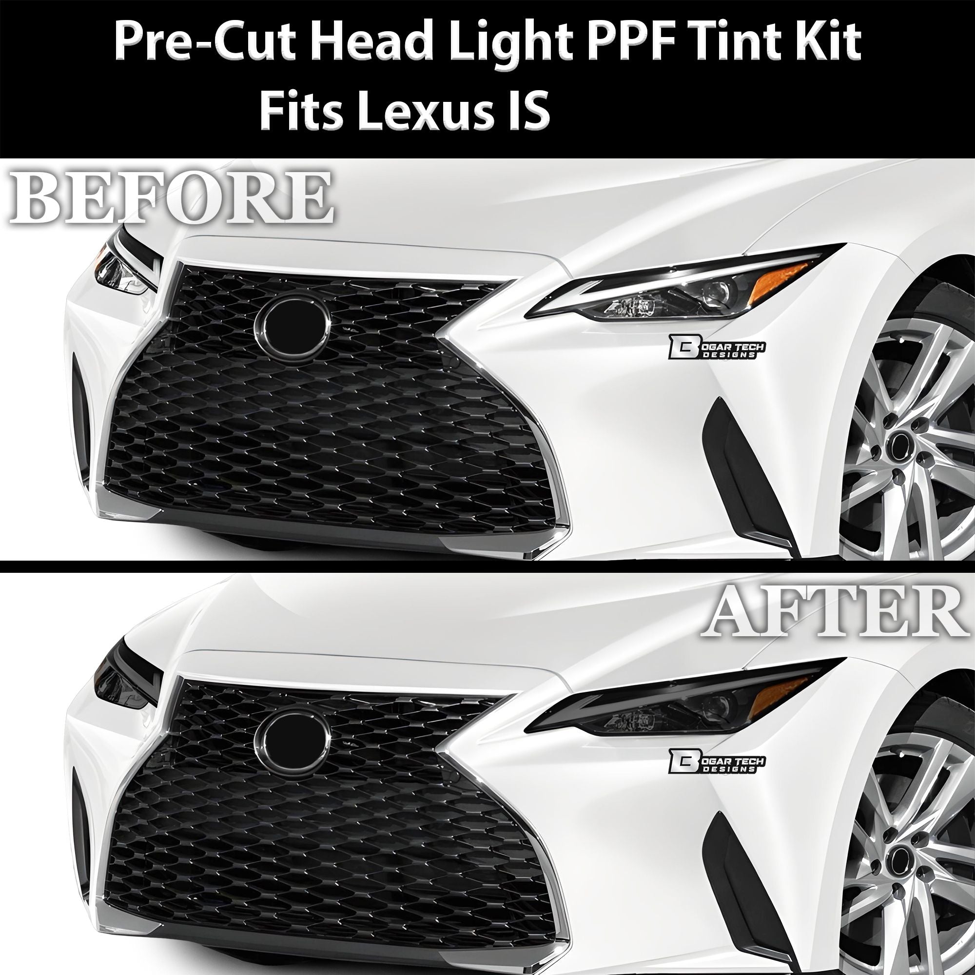 Full Headlight Taillight Precut Smoked PPF Tint Kit Film Overlay Fits Lexus IS 2021 2022 2023