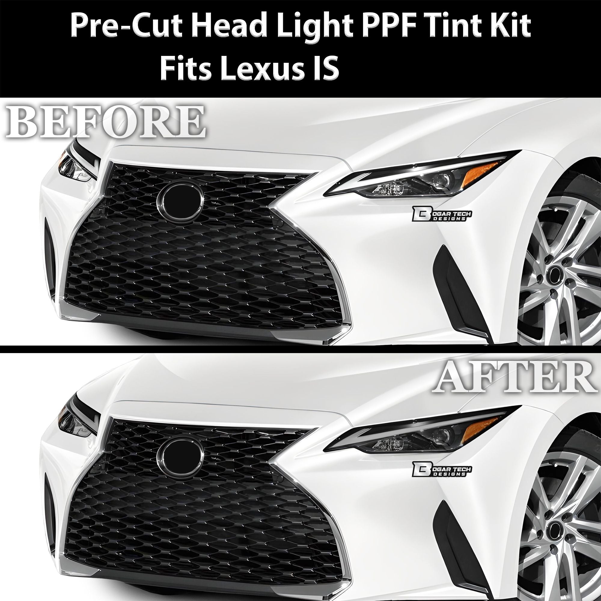 Full Headlight Taillight Precut Smoked PPF Tint Kit Film Overlay Fits Lexus IS 2021 2022 2023
