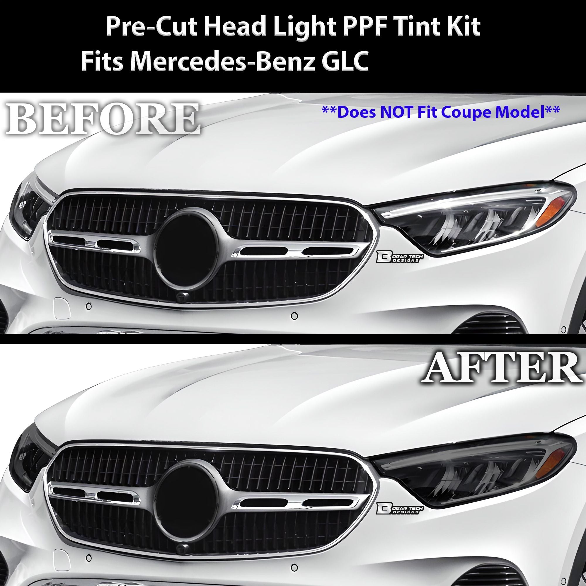 Full Headlight Taillight Precut Smoked PPF Tint Kit Film Overlay Fits Mercedes Benz GLC 2023-2025