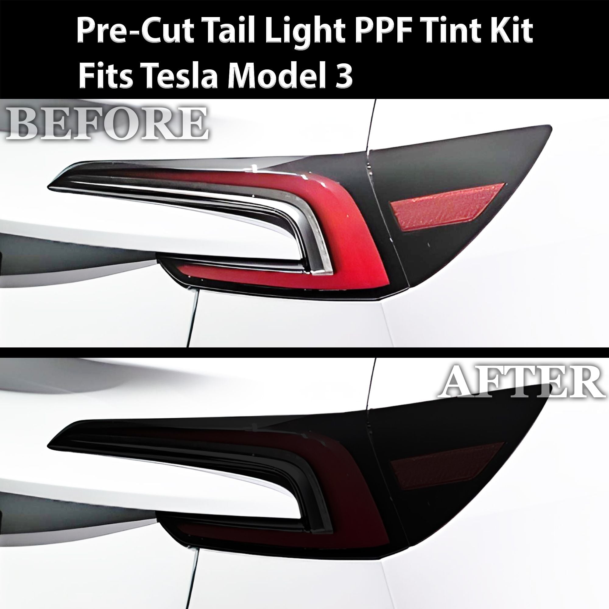 Full Headlight Taillight Precut Smoked PPF Tint Kit Film Overlay Fits Tesla Model 3 2024-2025