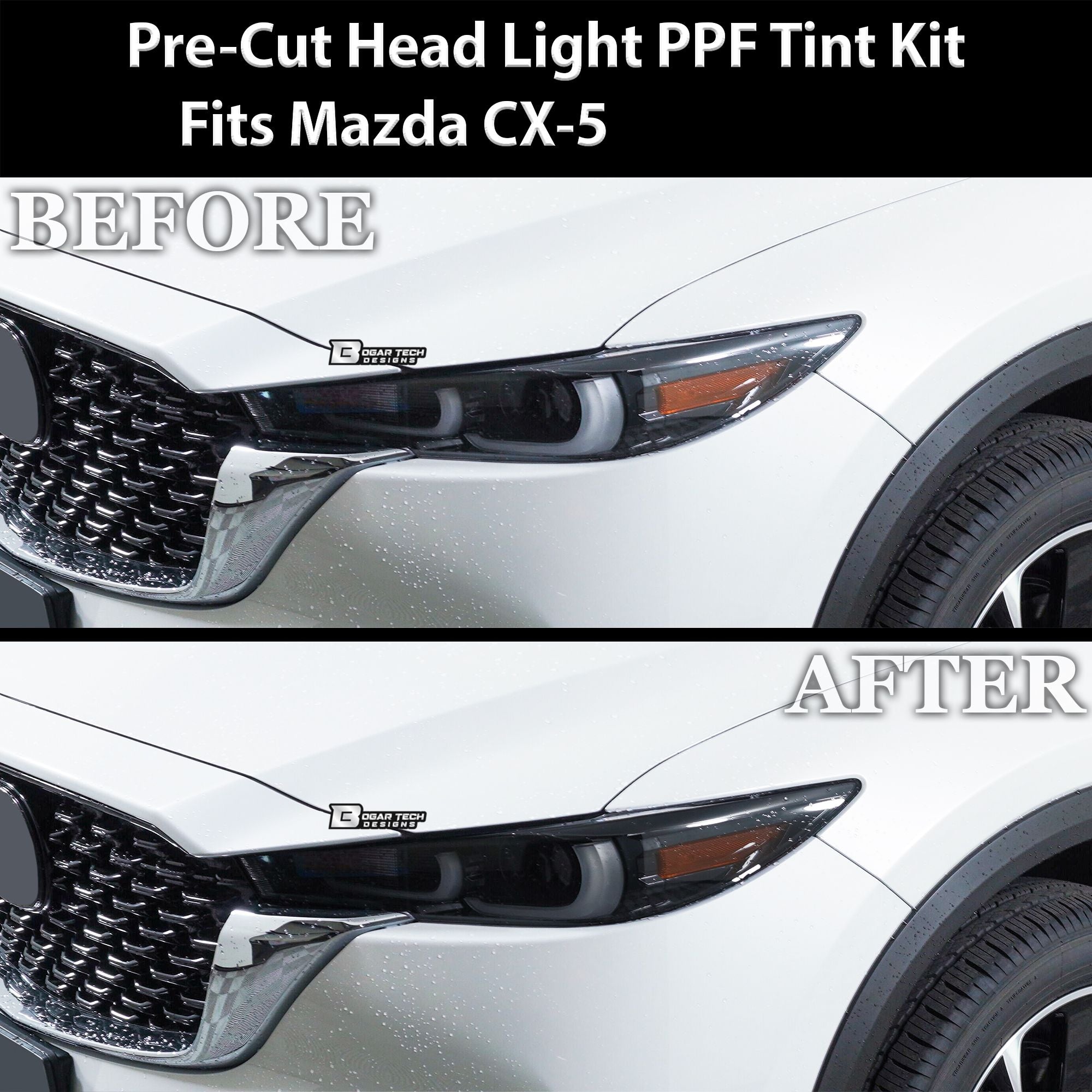 Full Headlight Taillight Precut Smoked PPF Tint Kit Film Overlay Fits Mazda CX-5 2022-2025