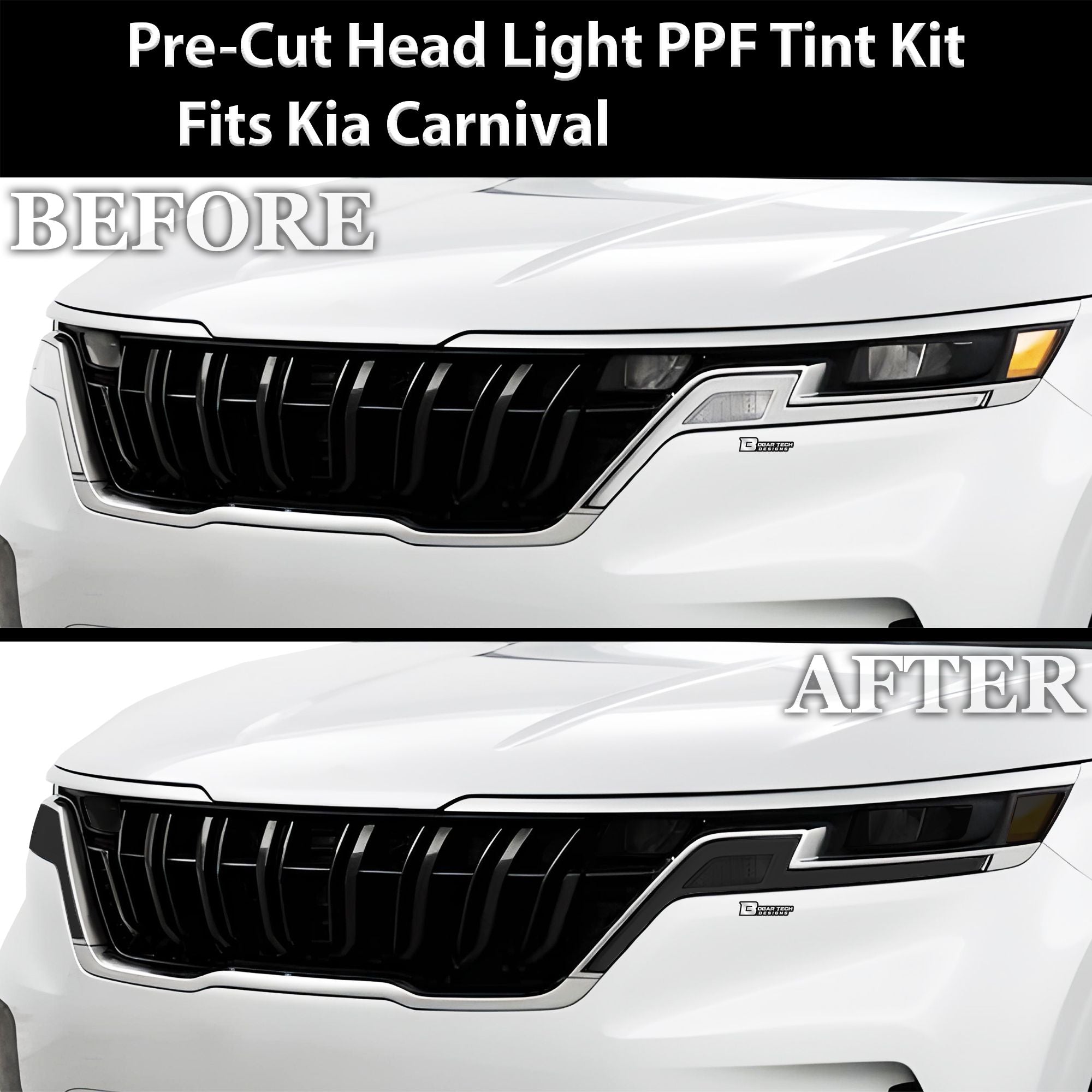 Full Headlight Taillight Precut Smoked PPF Tint Kit Film Overlay Fits Kia Carnival 2022-2024