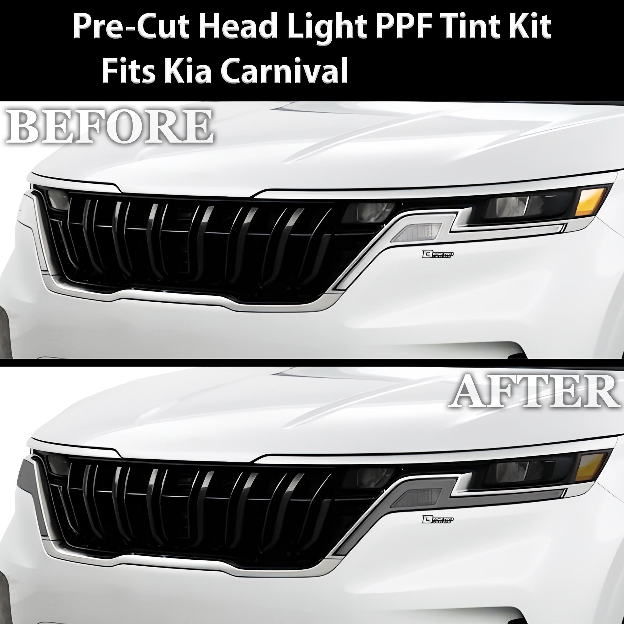 Full Headlight Taillight Precut Smoked PPF Tint Kit Film Overlay Fits Kia Carnival 2022-2024