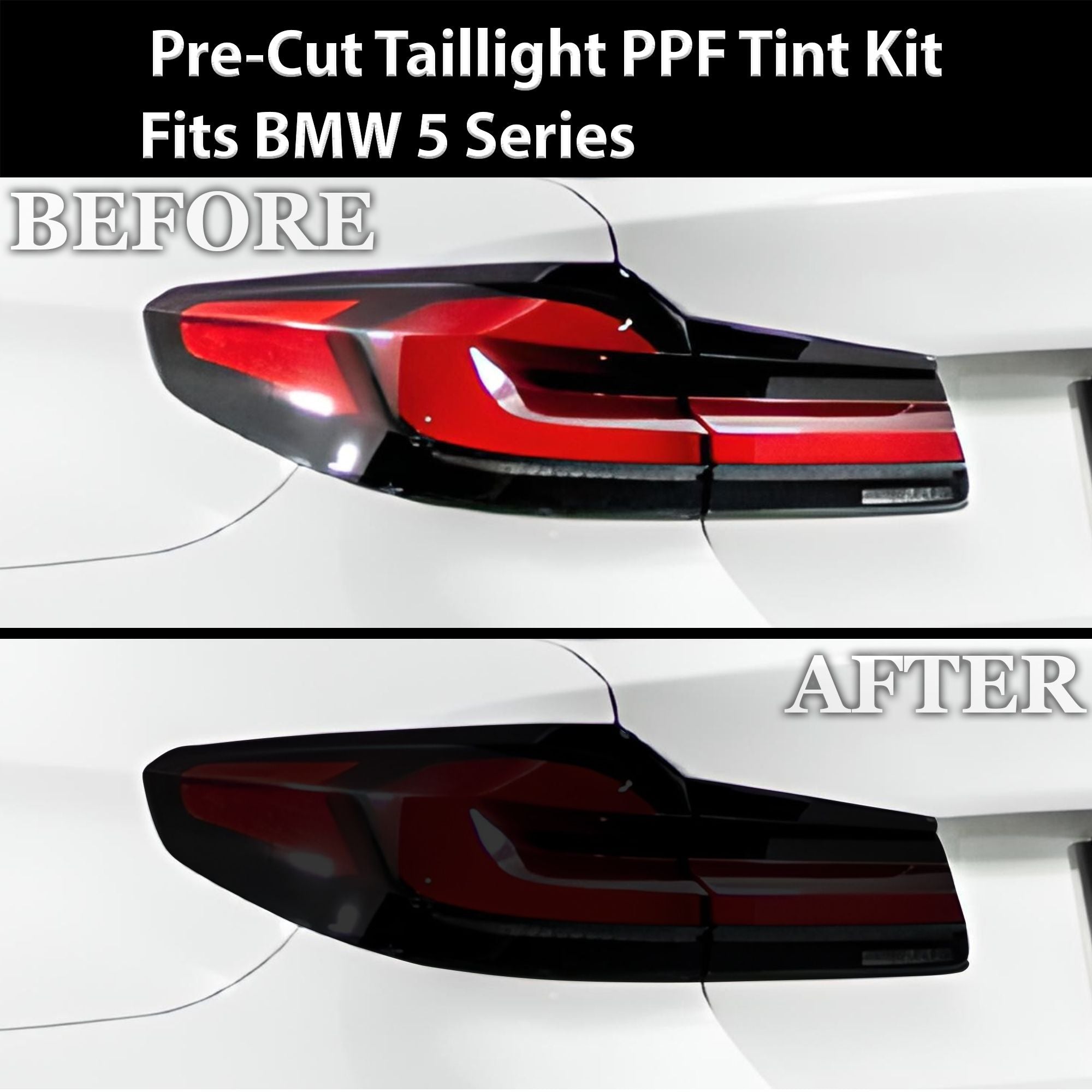 Fits BMW 5 Series 2021-2023 Full Headlight Taillight Precut Smoked PPF Tint Kit Film Overlay