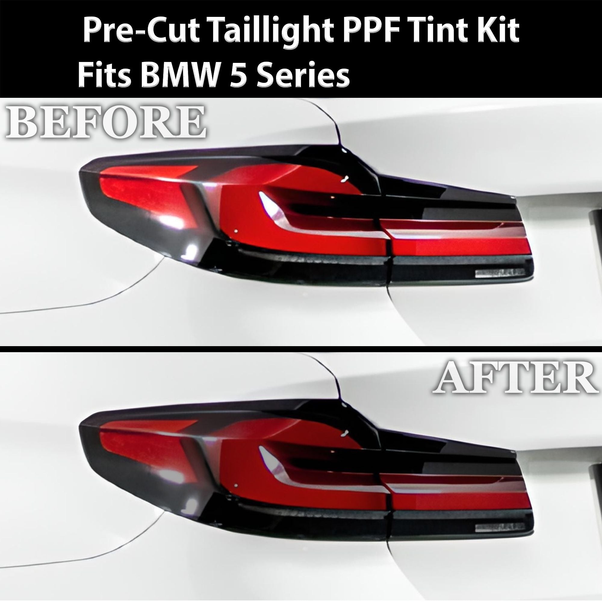 Fits BMW 5 Series 2021-2023 Full Headlight Taillight Precut Smoked PPF Tint Kit Film Overlay