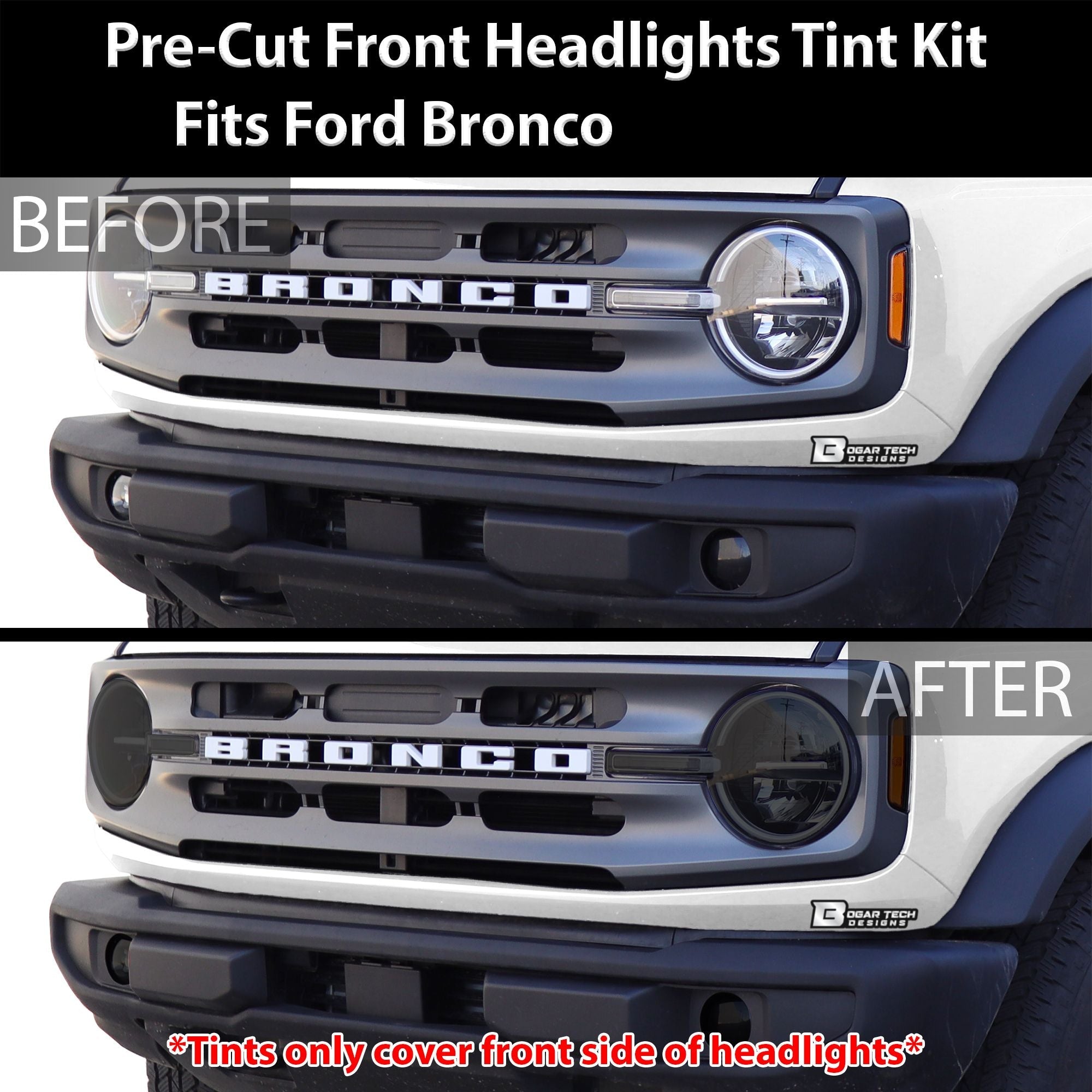 Headlight Reverse Light Precut Tint Overlay Fits Ford Bronco 2021-2025