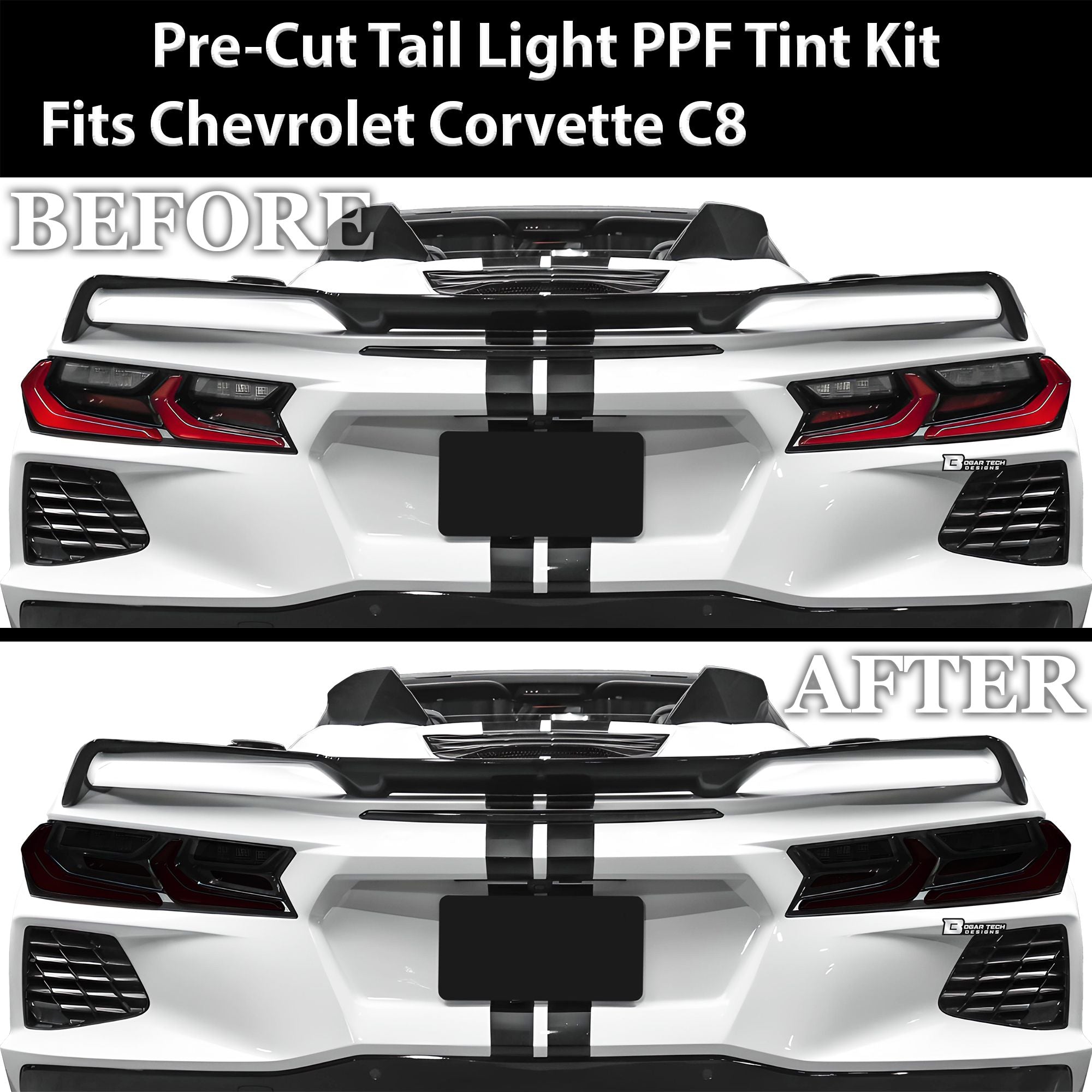 Full Headlight Taillight Precut Smoked PPF Tint Kit Film Overlay Fits Chevy Corvette C8 2020-2025